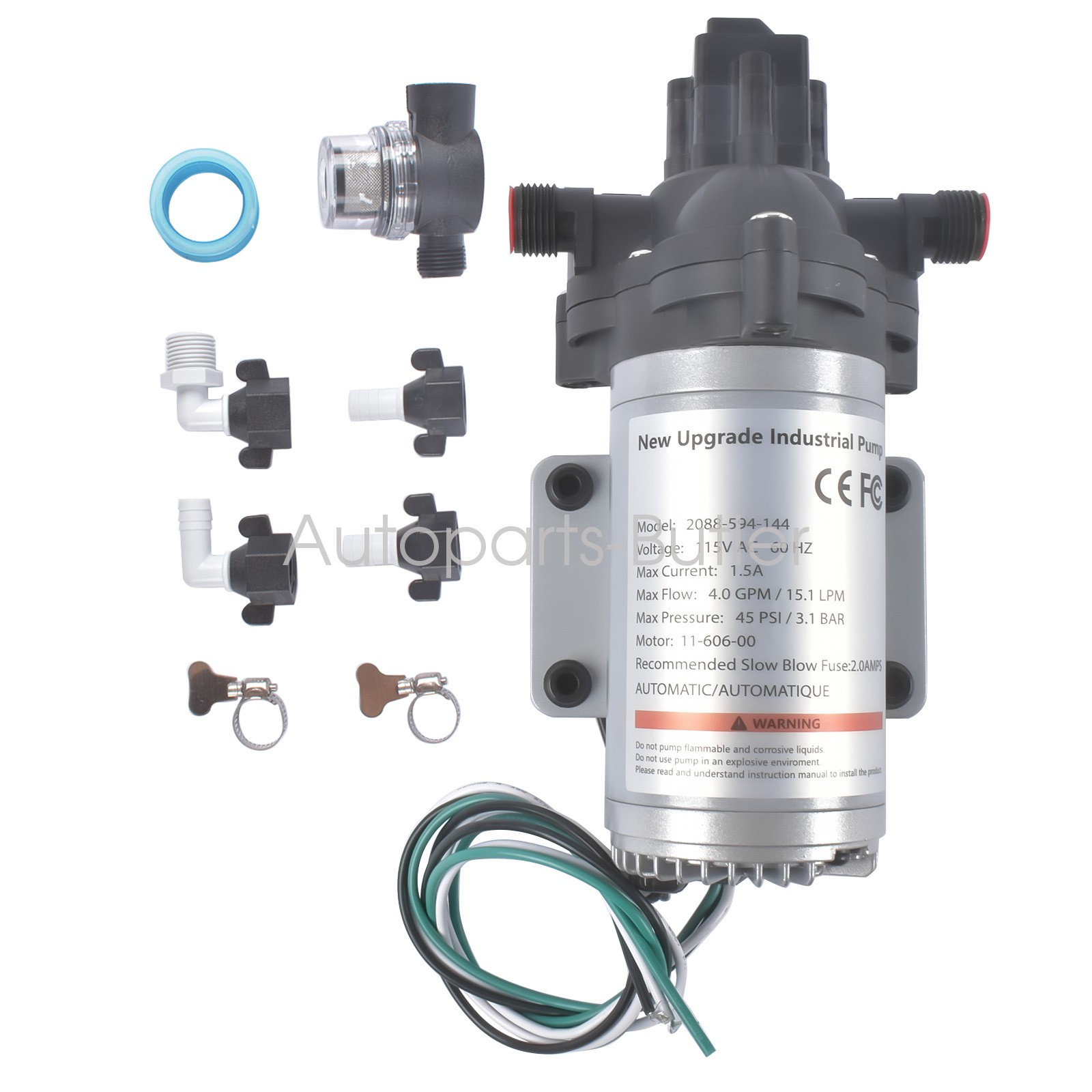 For RV Marine Power Water Pump 115V 3.3GPM 2088-594-154 with Auto Shut-Off
