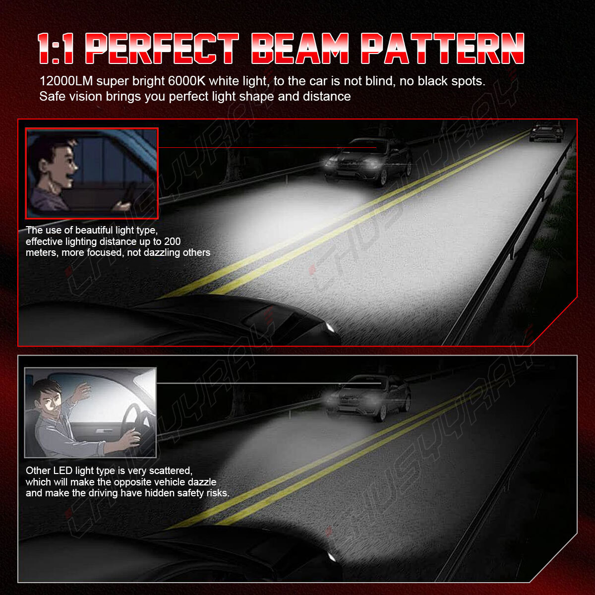 LED Headlight Bulbs Hi/Lo Beam 6000K For Chevy Trailblazer 2003 – 2007 2008 2009