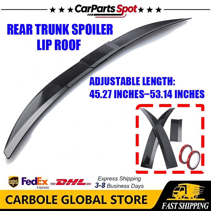 Car Rear Spoiler Lip with Adjustable Angle Carbon Fiber Style for Sedan Styling