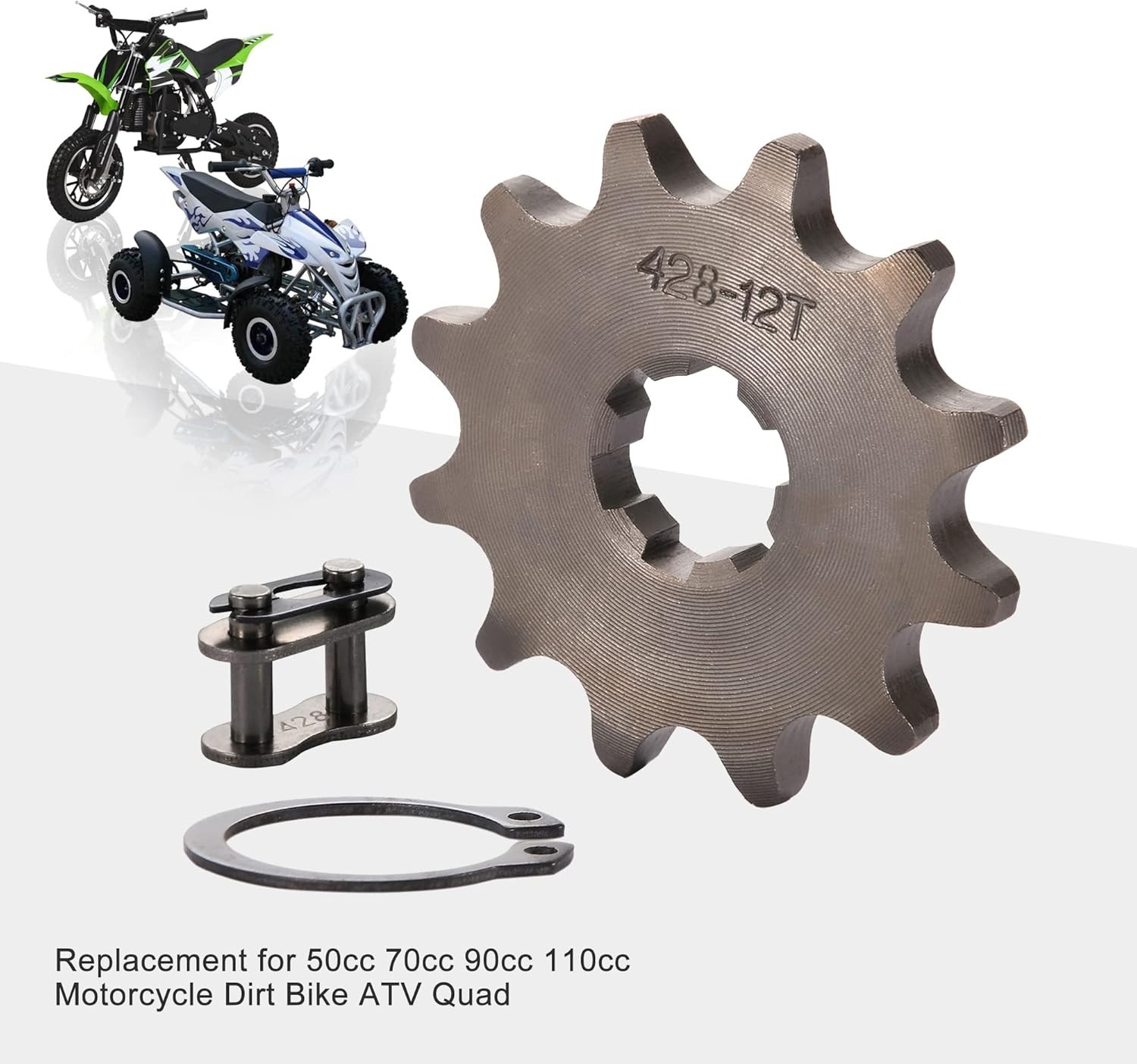Compact Front Sprocket 428-12T (17mm) – Includes Holder & Bolts – Lightweight