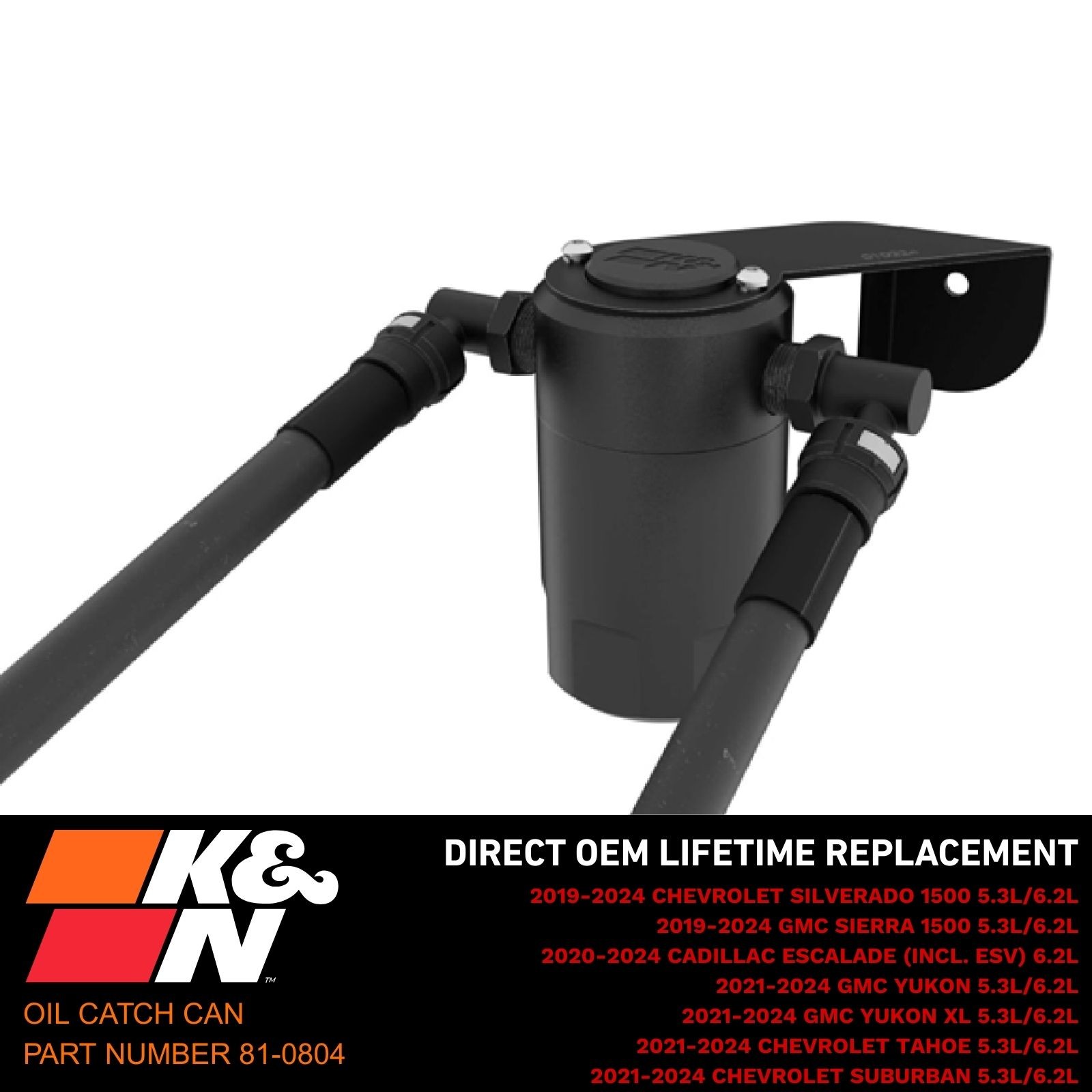 K&N Oil Catch Can Seperator for 2019-2024 Silverado & Sierra 1500 V8 6.2L/5.3L