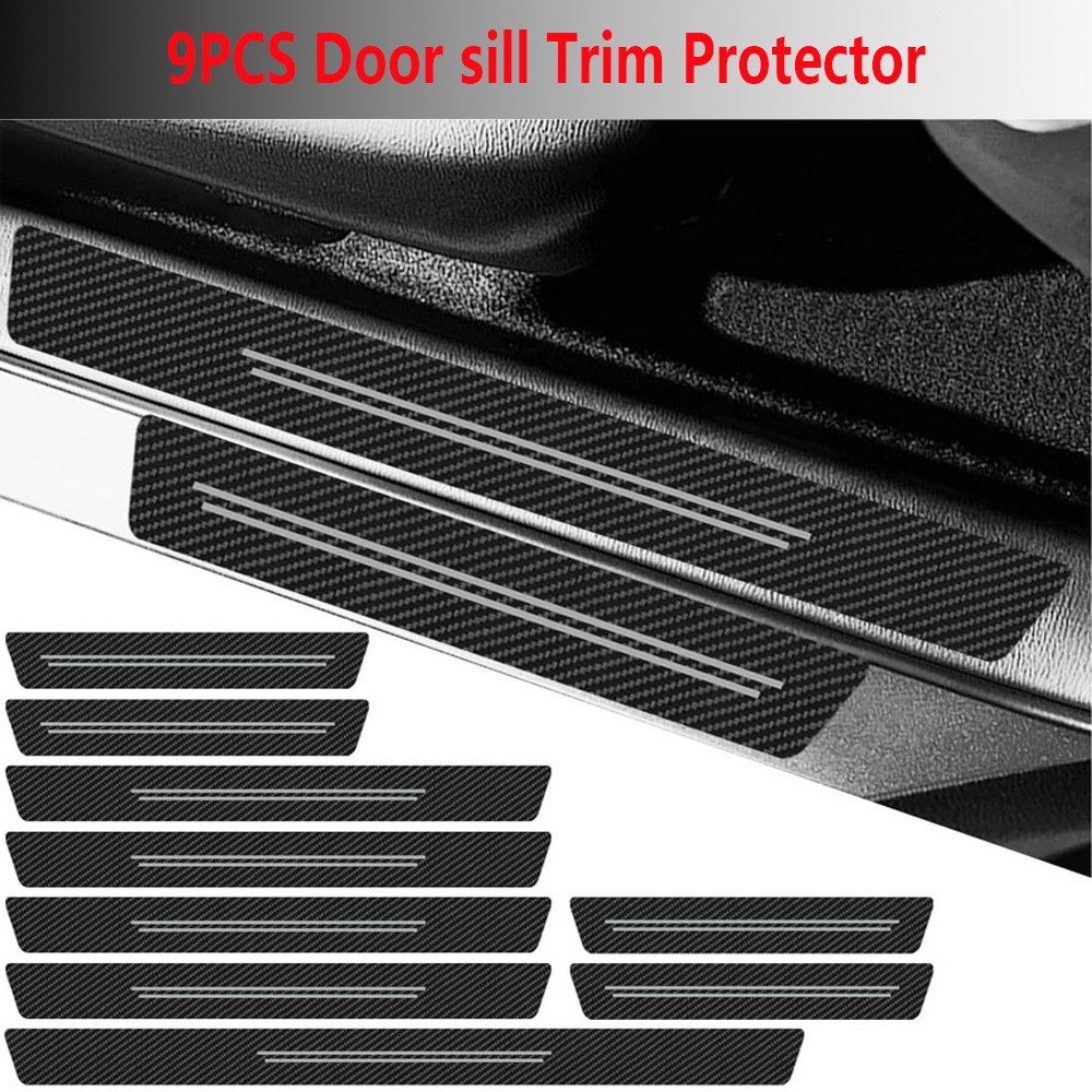 9Pcs Car Door Scuff Sill Cover Panel Step Protector For Chevrolet Accessories