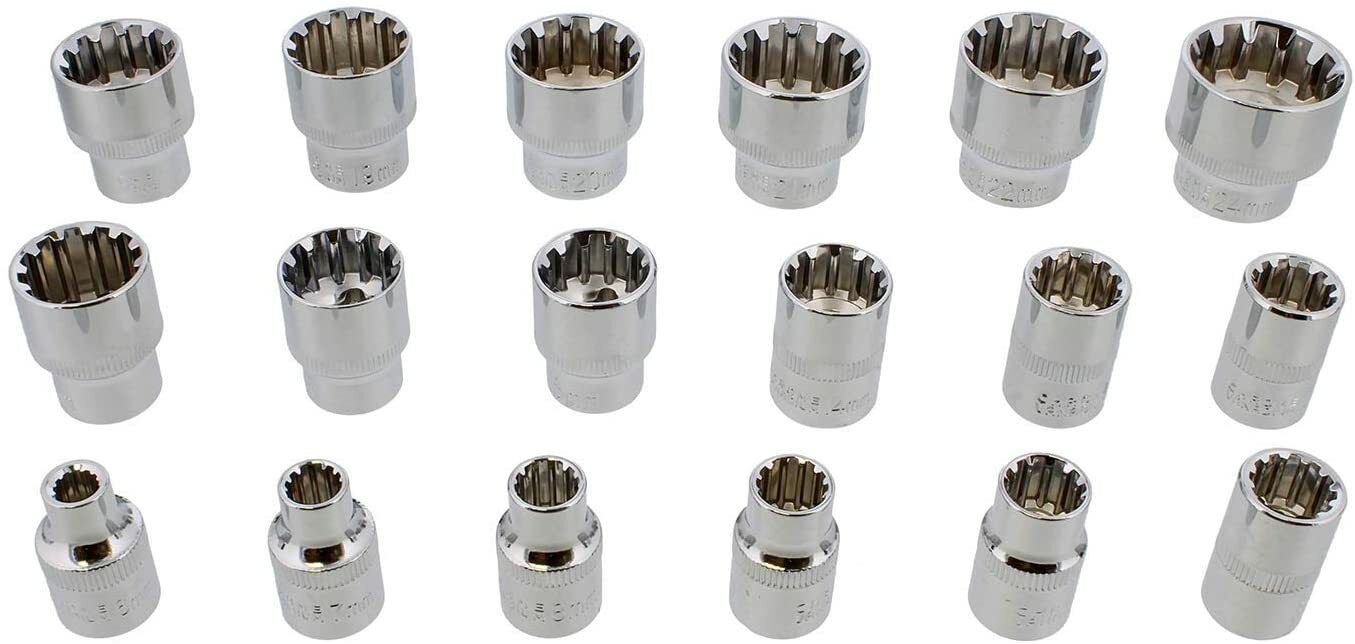 3/8″ Dr. 18PC Penta-Spline Socket Set (SAE, Metric, Torque)