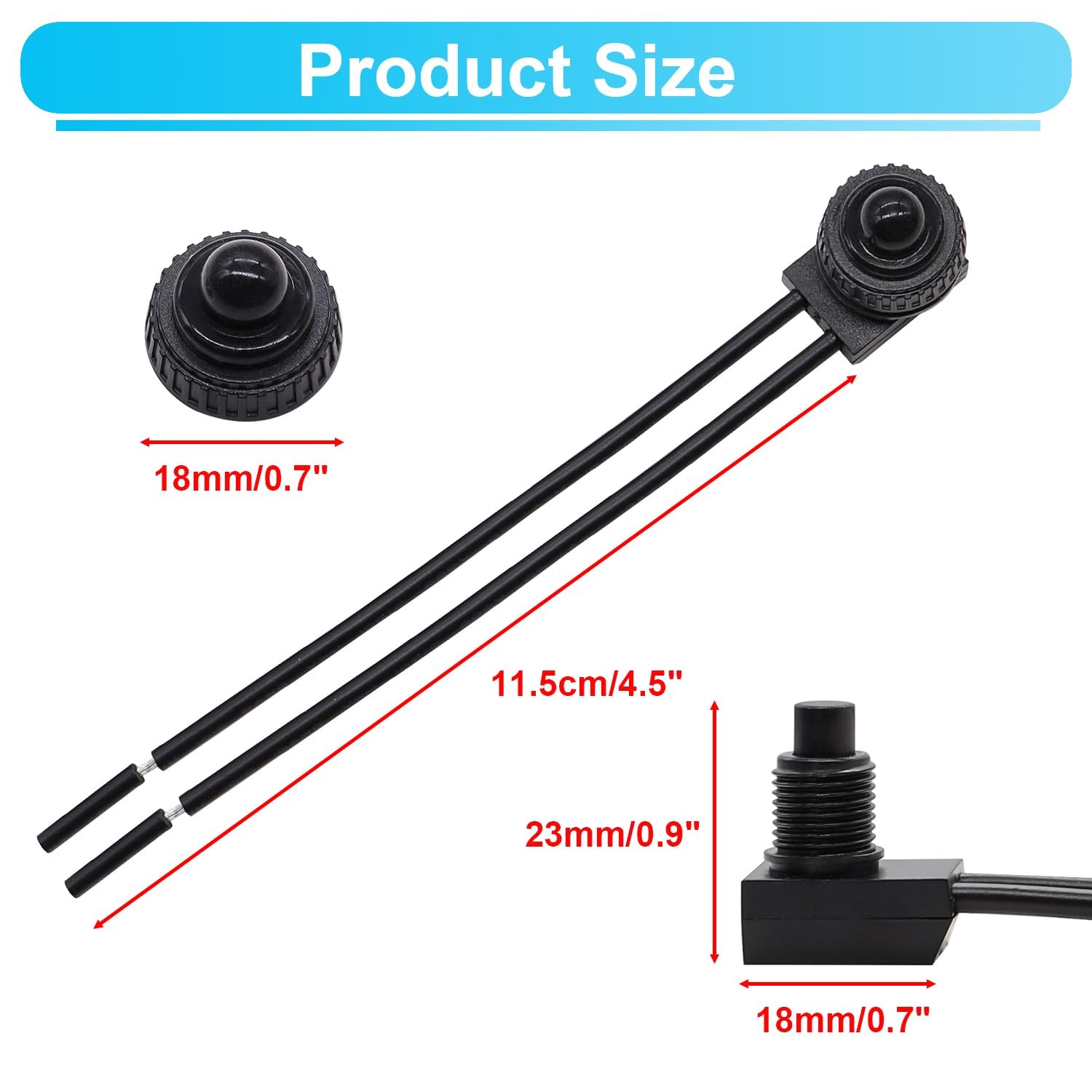 TWTADE 2PCS Waterproof RV Push Button Switch 12V ON/Off SPST 2 PCS, Black