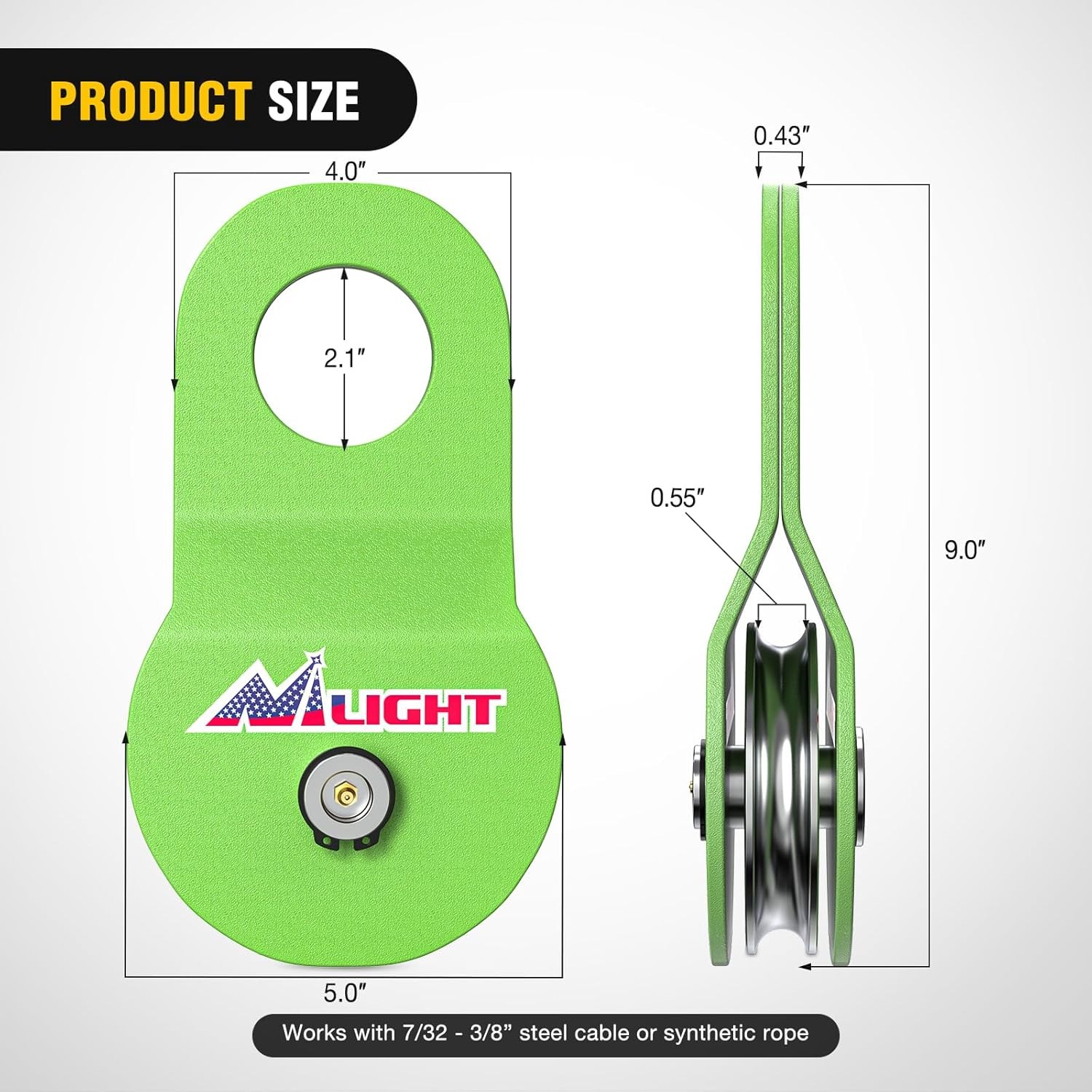 Nilight 8 Ton Winch Snatch Block Towing Pulley Blocks 17,000 LBS Capacity Green