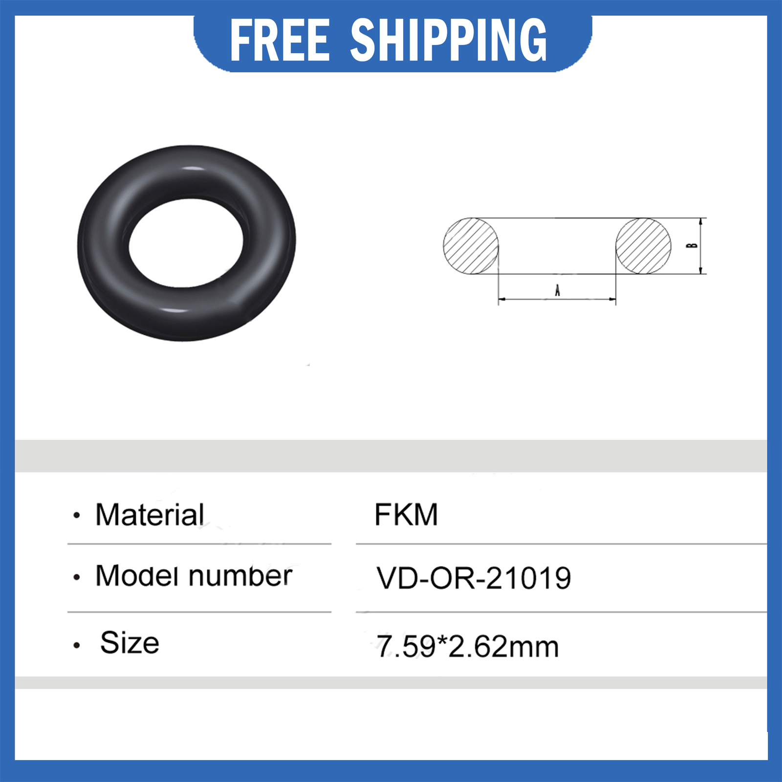 500 pcs Rubber Seals O-Ring For Fuel Injector Repair 7.59*2.62mm