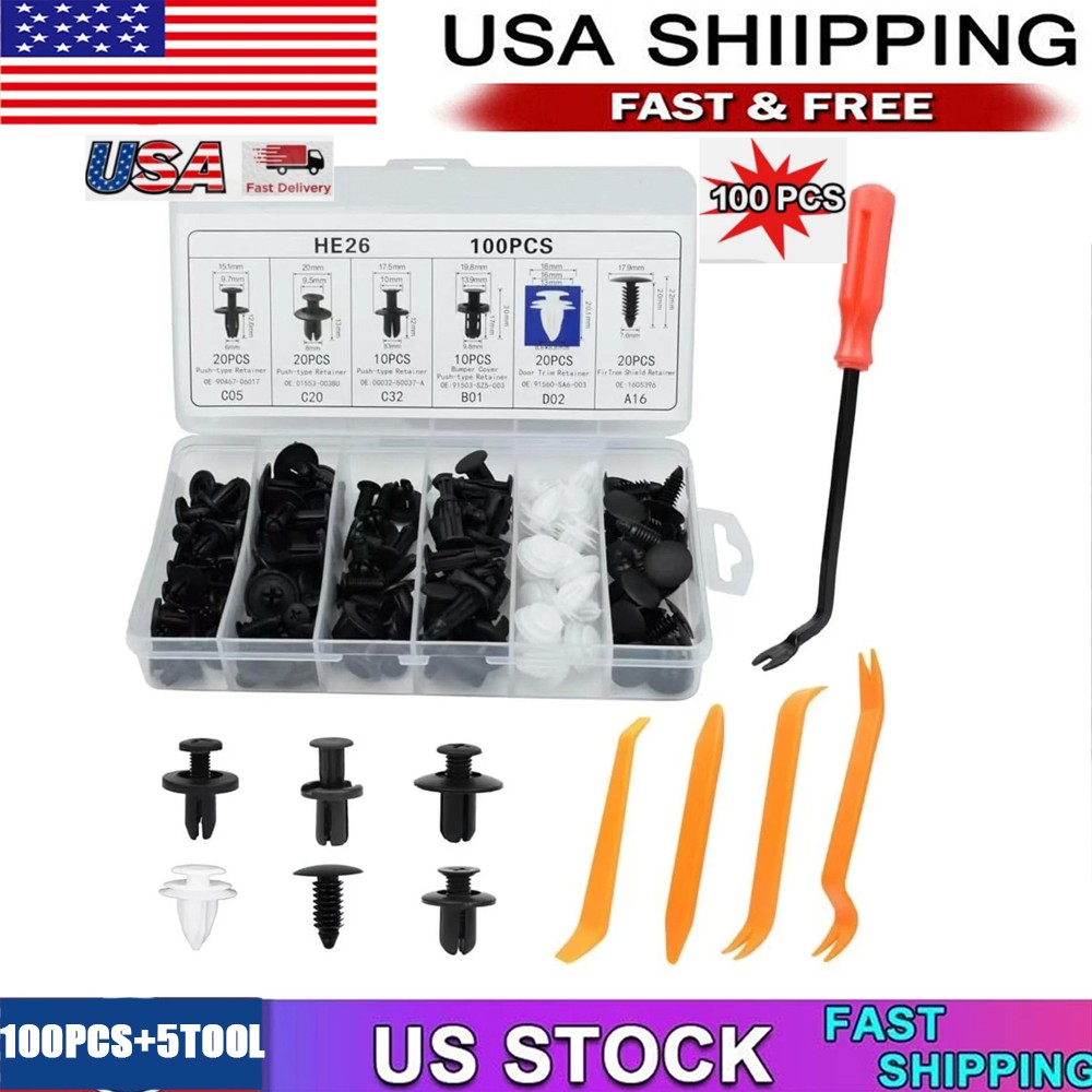 For Kia Hyundai Car Bumper Fender Liner Push Type Retainer Clips Fastener 100PCS
