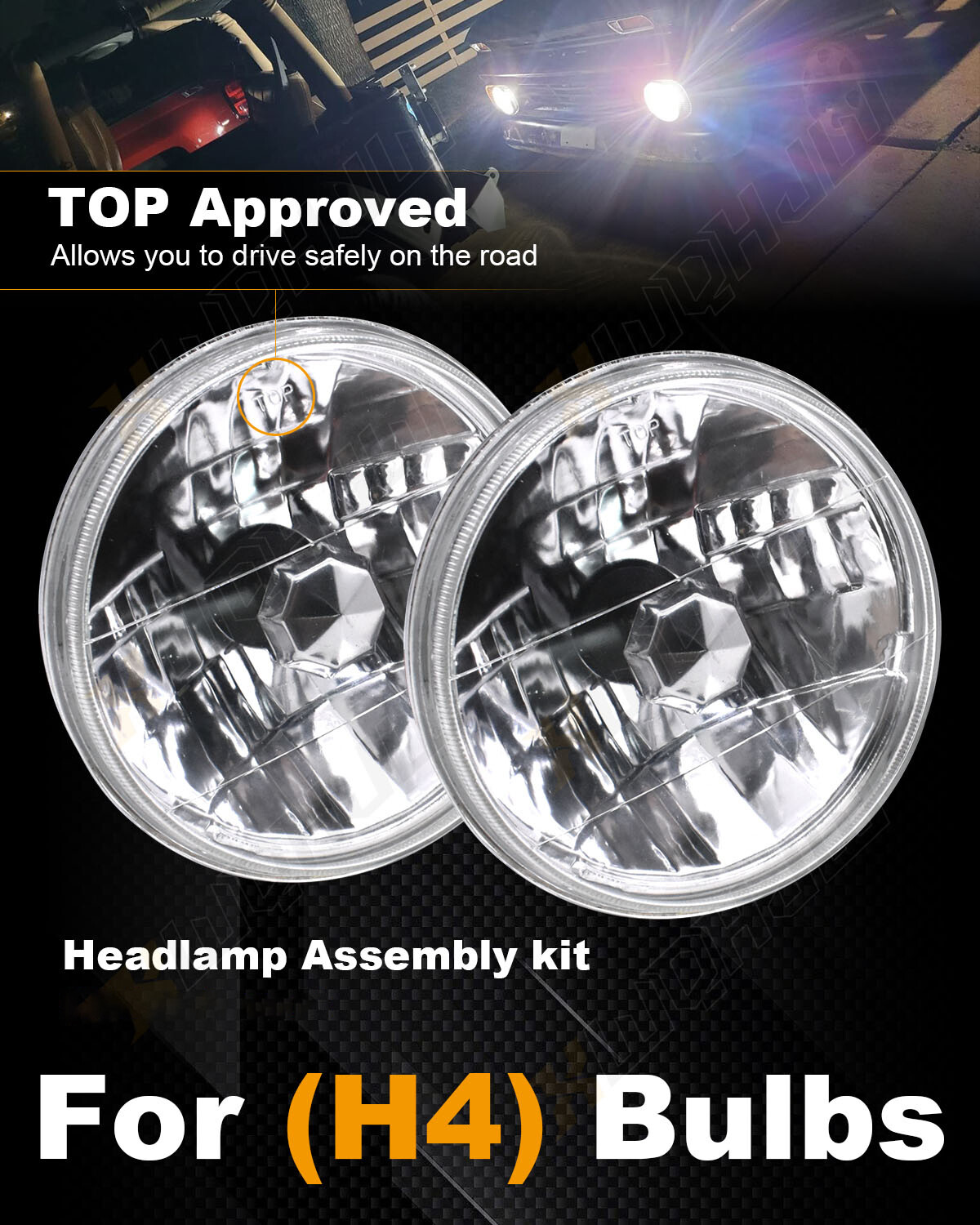 Pair 7Inch LED Headlight Halo Angle Eye High+Low For Jeep Wrangler JK TJ CJ LJ