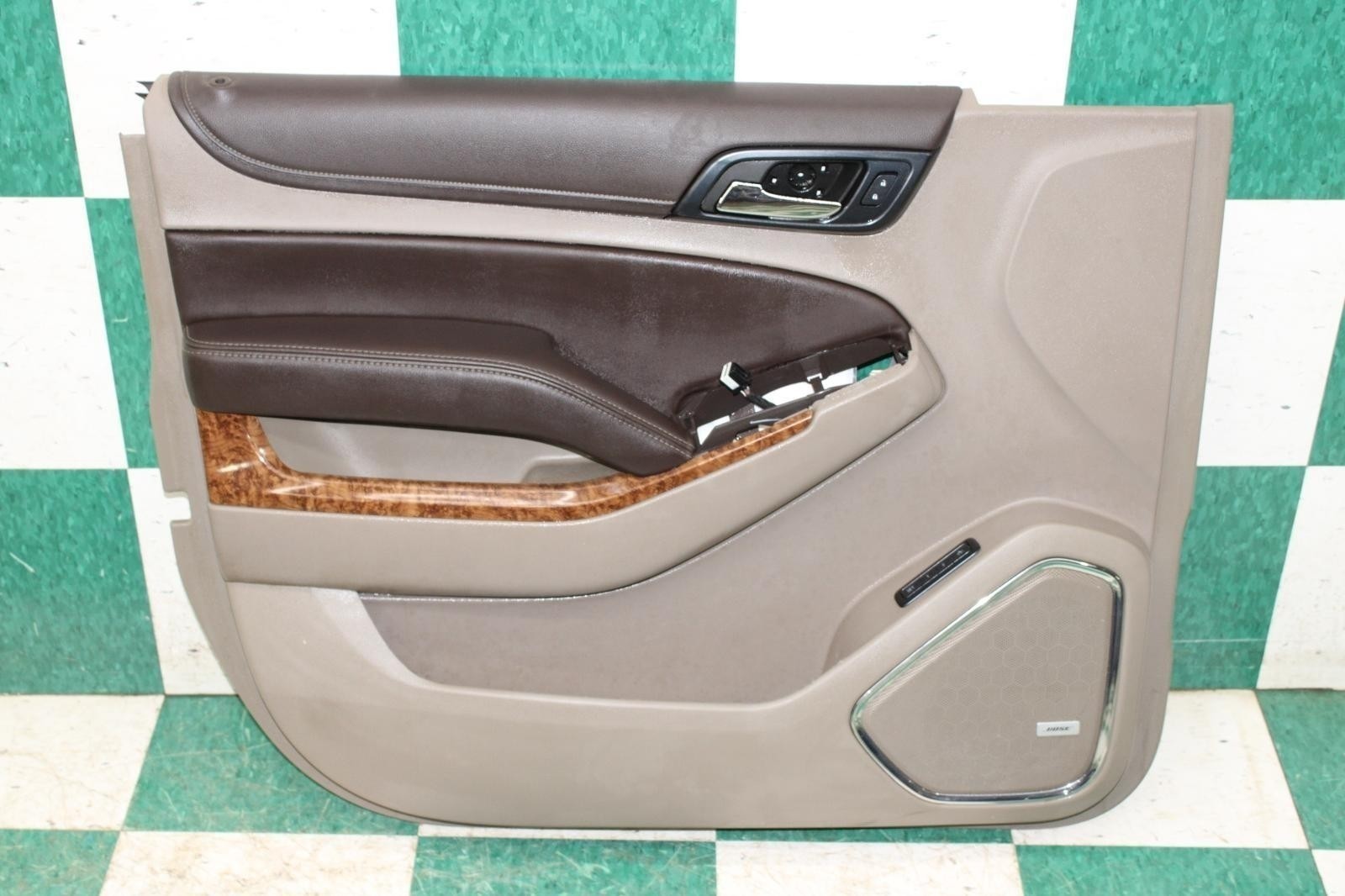 15-20 Suburban 1500 Cocoa Dune Woodgrain Front LF Door Trim Panel Factory Driver