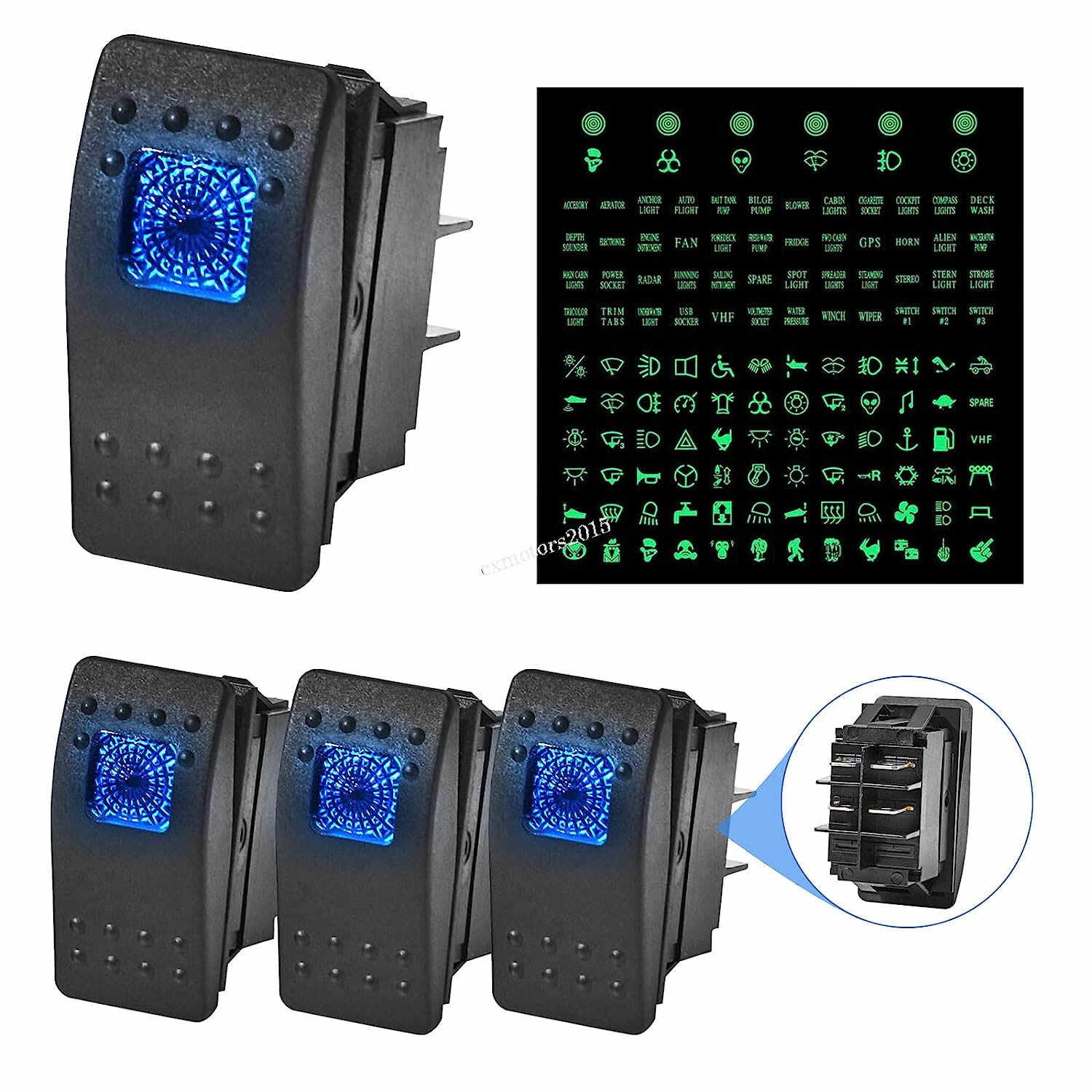 4x LED Light Rocker Switch ON-OFF Switches For Can-Am Commander Maverick UTV ATV