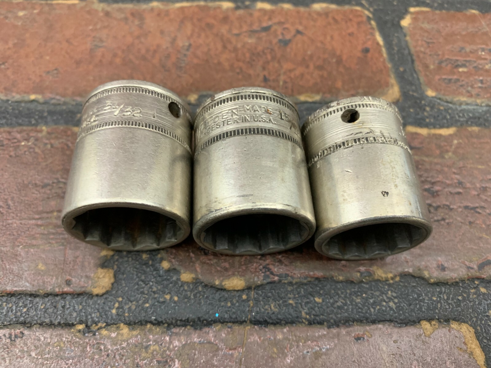 Walden Worcester 12pt socket Lot 1/2″ drive USA 7/8″ 15/16″ 31/32″