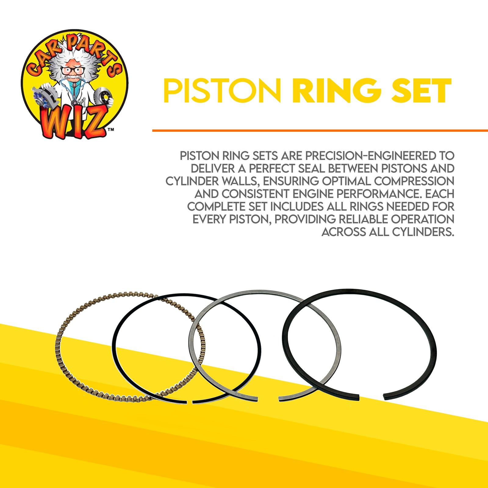 Engine Piston Ring Set Fits 07-21 Lexus GX460 Land 4.6L 1UR-FE 3UR-FBE 3UR-FE