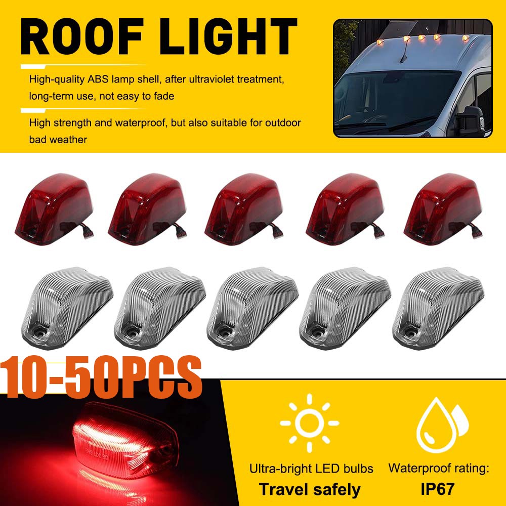 Front+Rear Amber LED Cab Roof Marker Lights For 2014-23 Ram ProMaster 150010-50x