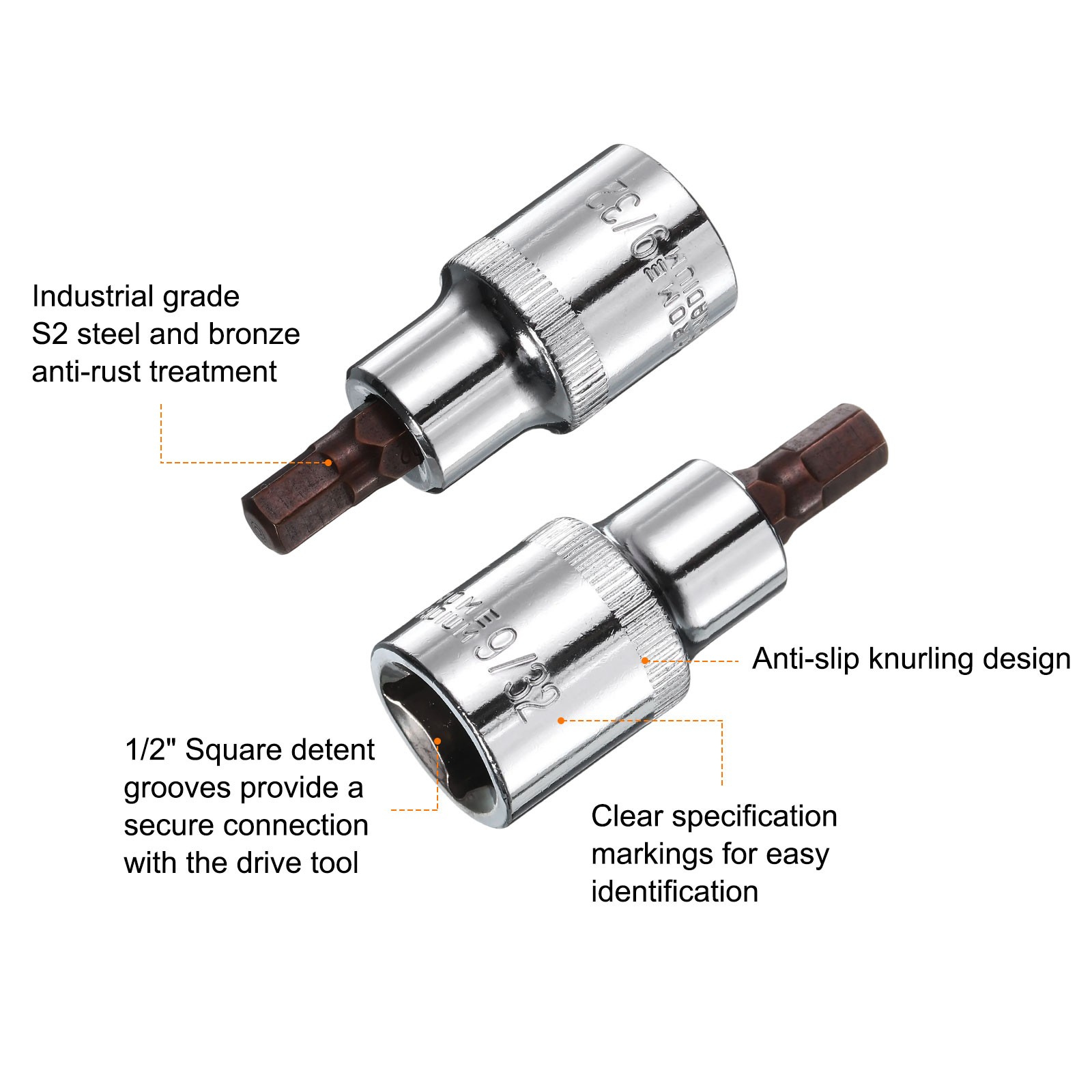 9/32″ Steel Hex Bit Socket 1/2″ Square Drive SAE Extension Impact Bit