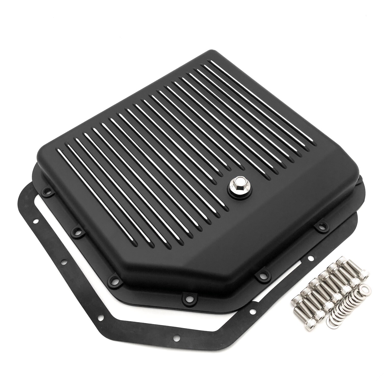 GM Transmission Oil Pan TH350 Turbo 350 Stock Capacity Die Cast Aluminum Black