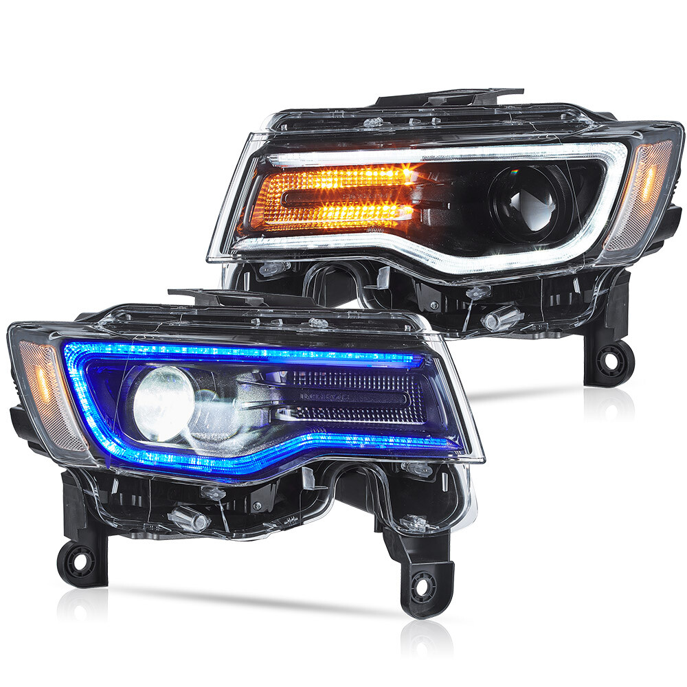 VLAND For Jeep Grand Cherokee 2014-2022 LED Headlights W/Blue DRL Animation