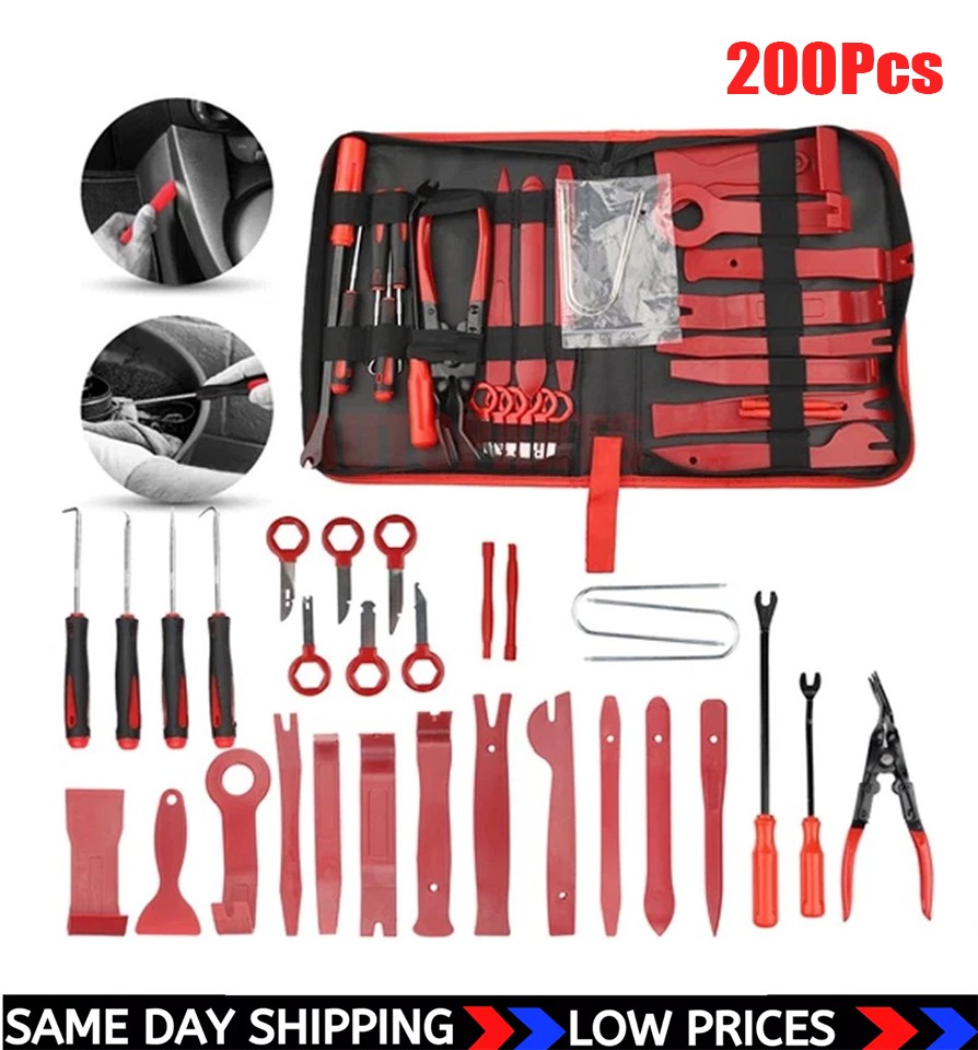 200Pcs Car Trim Removal Tool Set Radio Hand Pry Panel Door Interior Clip Plastic