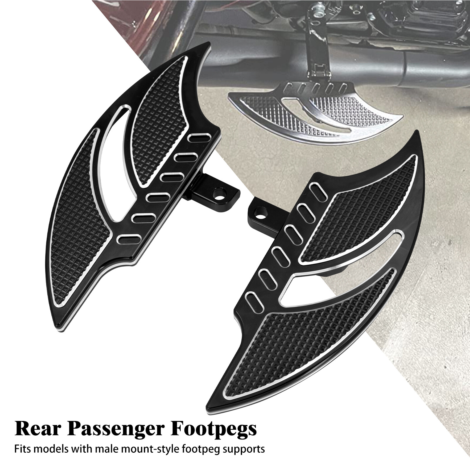 Rear Black Floorboards Foot Rests Pegs Fit For Harley Touring Softail Dyna CVO