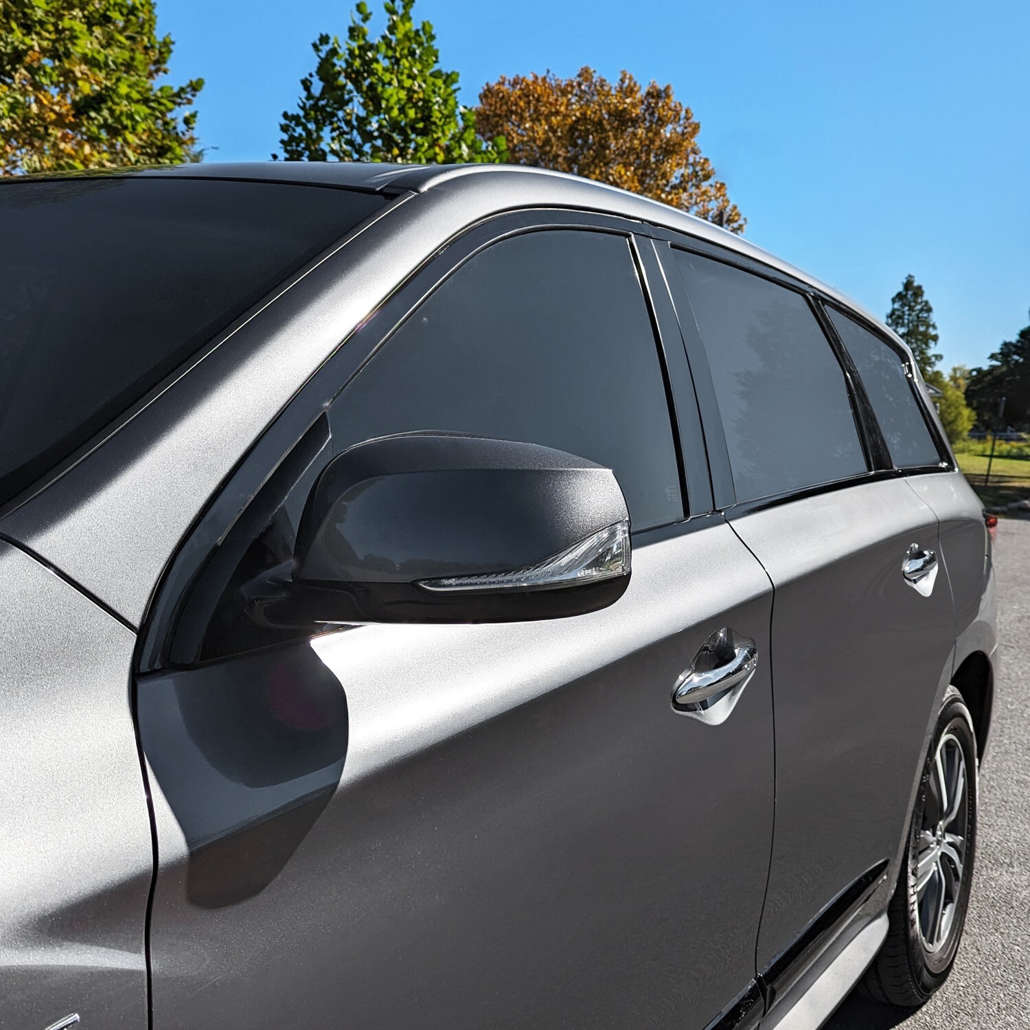 Chrome Delete Blackout Vinyl Overlay for 2016-21 Infiniti QX60 Window Trim