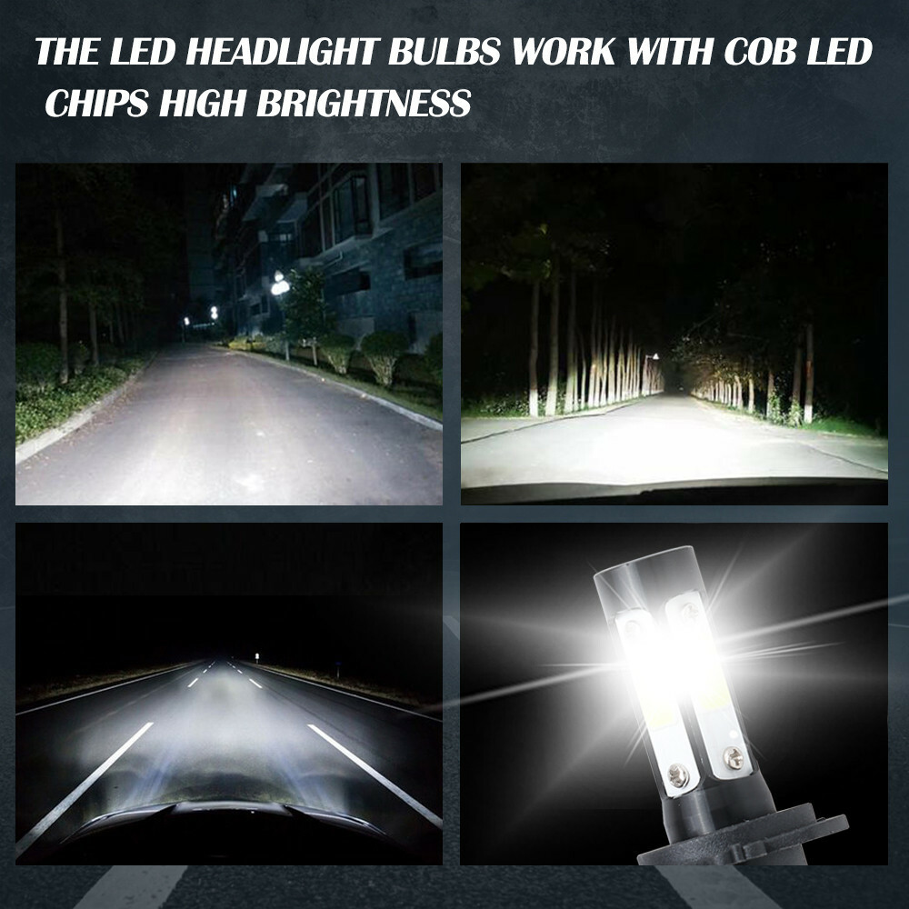 2X 4-SIDE Conversion Kit H7 LED Headlight High Low Beam Bulbs 6000K Xenon White