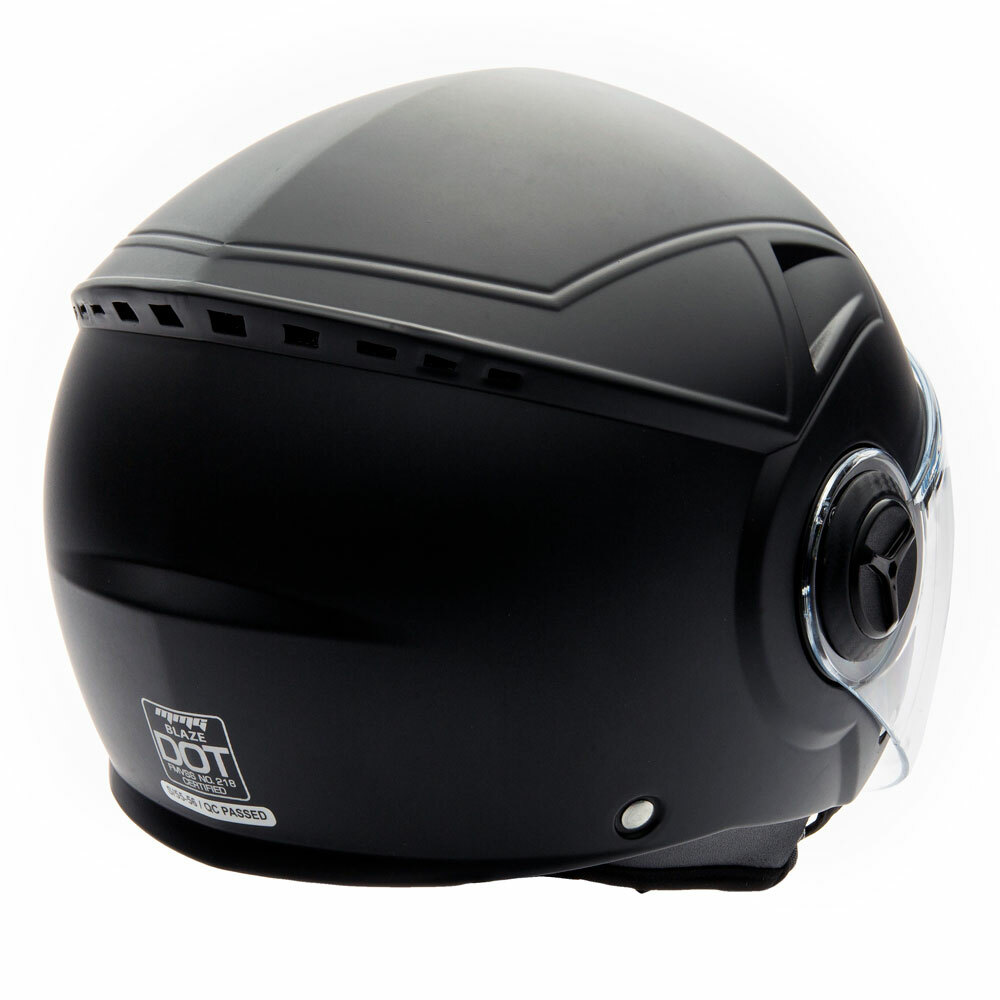 MMG Motorcycle Scooter Pilot Open Face Flip-Up Helmet DOT – Matte Black Large