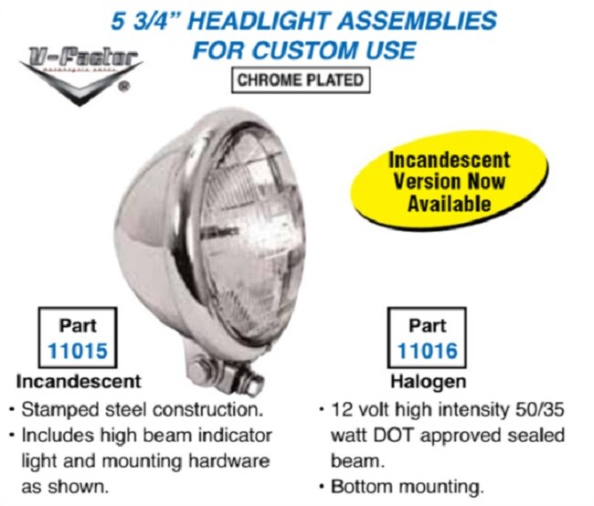 Chrome 5.75″ 5 3/4″ Headlight For Harley Sportster Chopper Bobber Dyna 11015