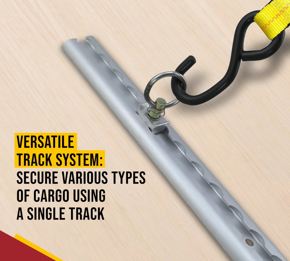 8′ L-Track Powder Coated (8) & Stud w/Stainless Steel Ring (32) Tie Down System