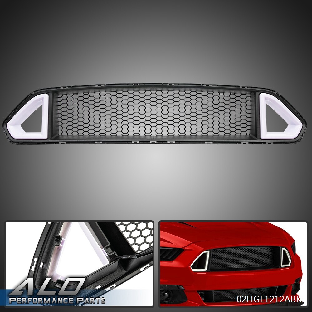 Fit For 2018-2021 Ford Mustang Front Bumper Honeycomb Grille W/LED DRL Light
