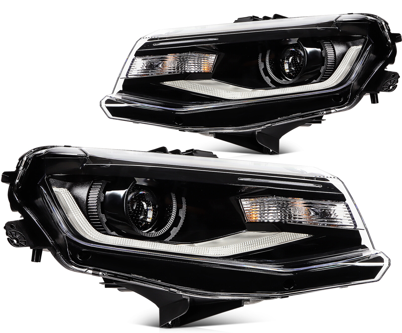 LED DRL Headlights Assembly Left+Right For 2016-18 Chevy Camaro w/Projector