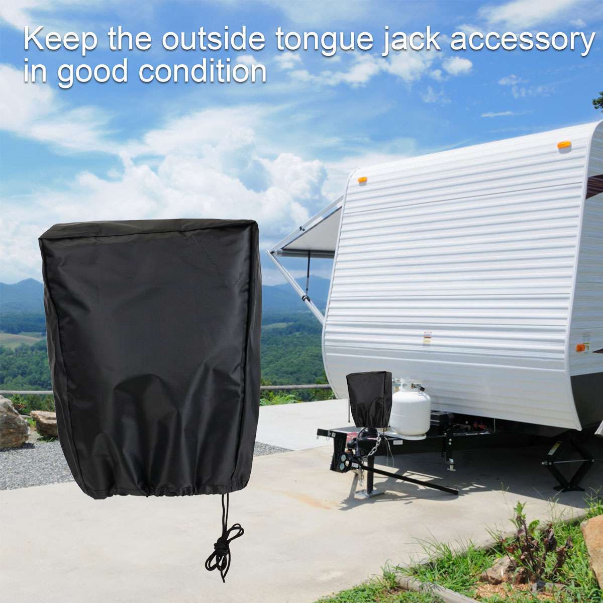 Electric Tongue Jack Cover Waterproof Protective Fit Outdoor Camper Trailer RV