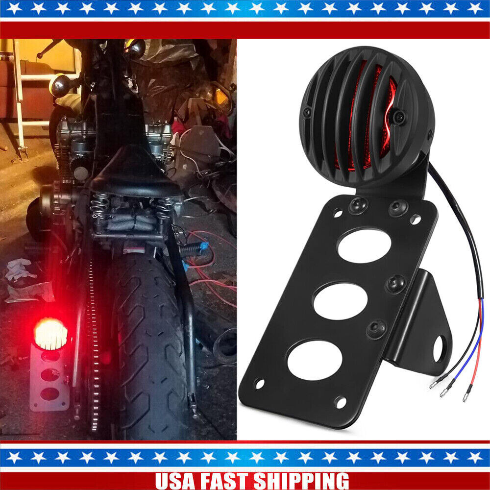 Side Mount License Plate Bracket Motorcycle Tail Light Holder For Harley Bobber