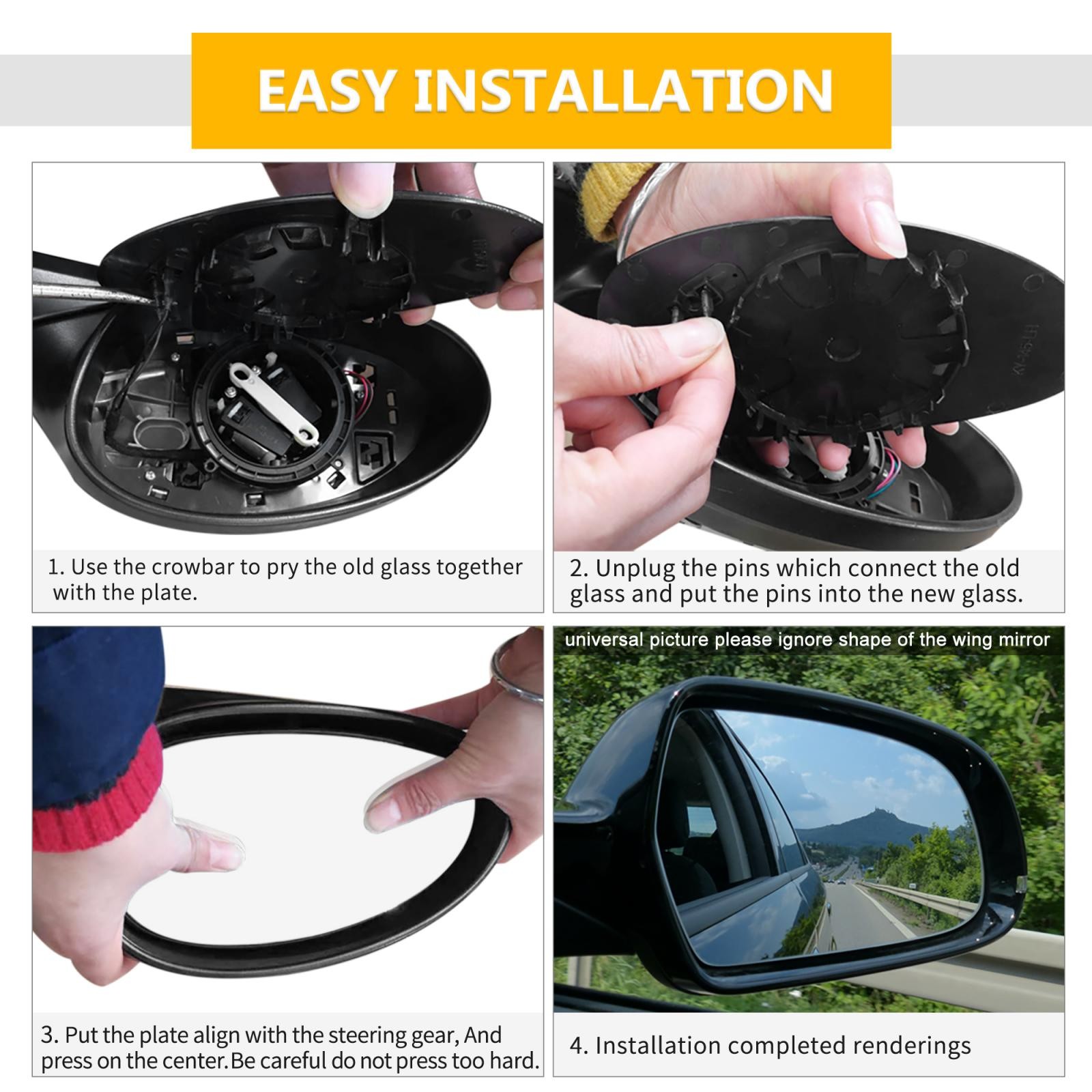 Mirror Glass w/ Backing Heated Passenger Side RH for Nissan Cube Juke 2009-2014