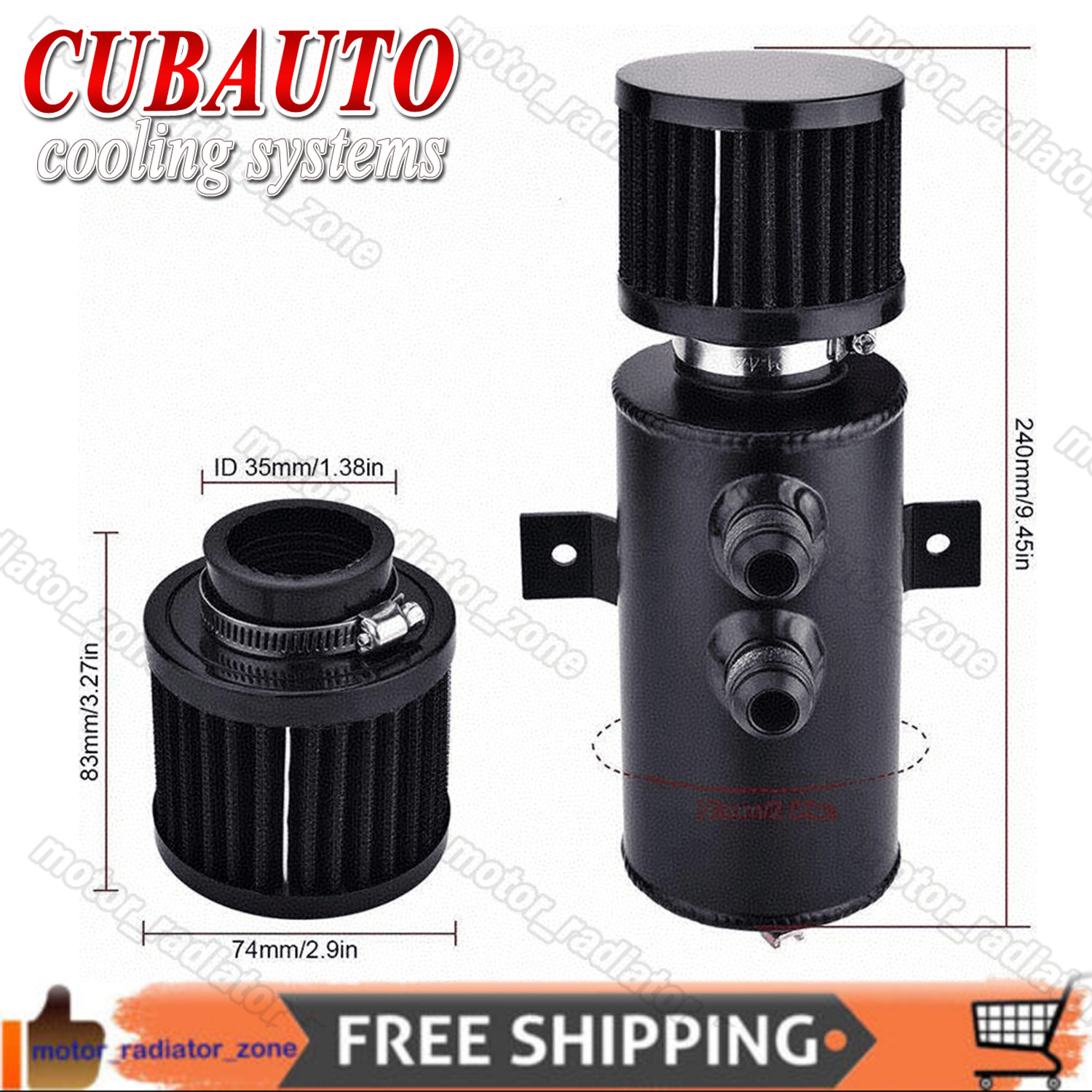 CUBAUTO Aluminum 10AN Baffled Oil Catch Can, Oil Breather Tank with Valve 750ML