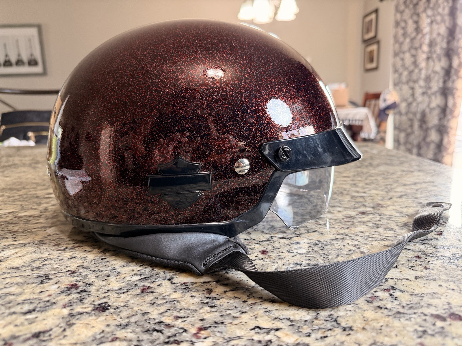 Harley-Davidson Paramount Half Helmet Red Flake Finish with Visor – Size-Medium