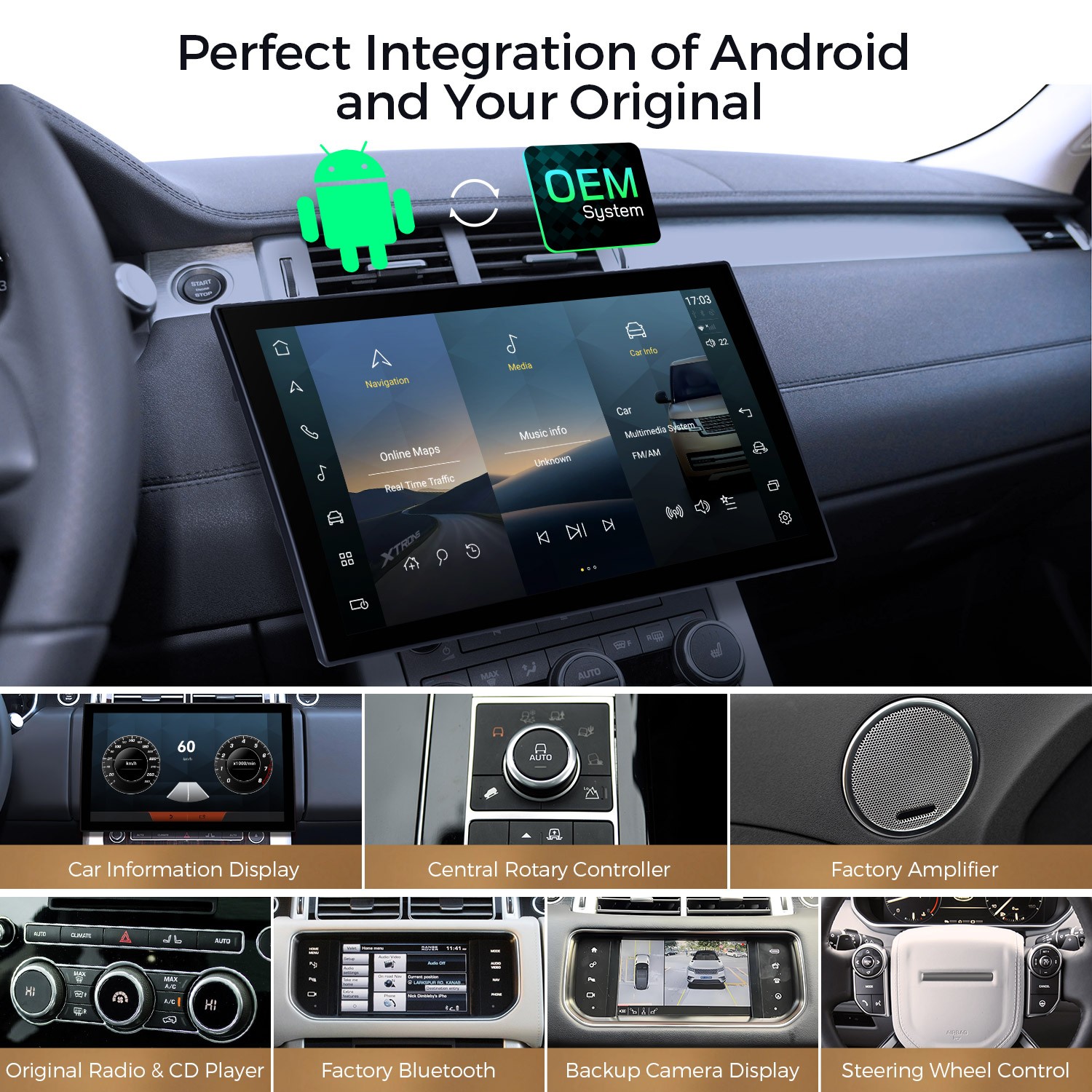 13.3″ Car Screen Upgrade Android 4G LTE 8+128G For Range Rover L405 Sport L494