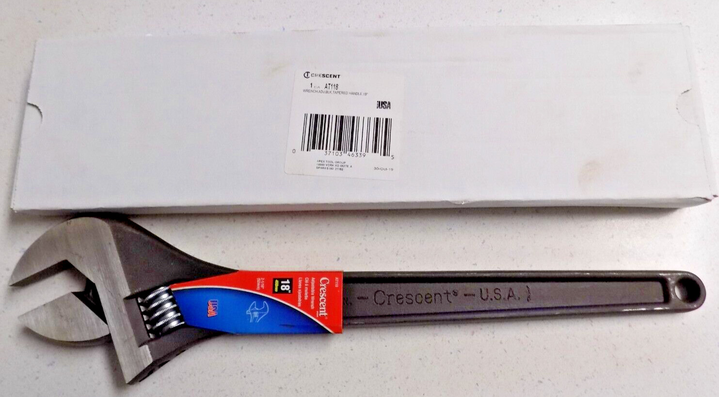 New Adjustable Wrench Crescent Brand USA 18″ 18 Inch 2 1/16″ Capacity AT118 NOS