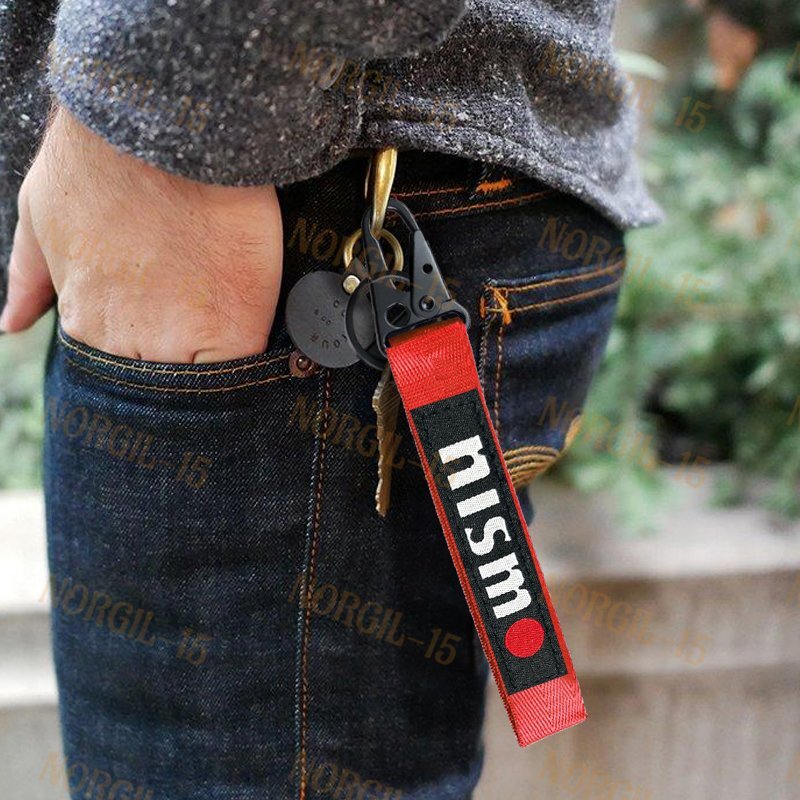 For NISMO RED Racing Keychain Metal Backpack key Ring Hook Strap Lanyard Nylon