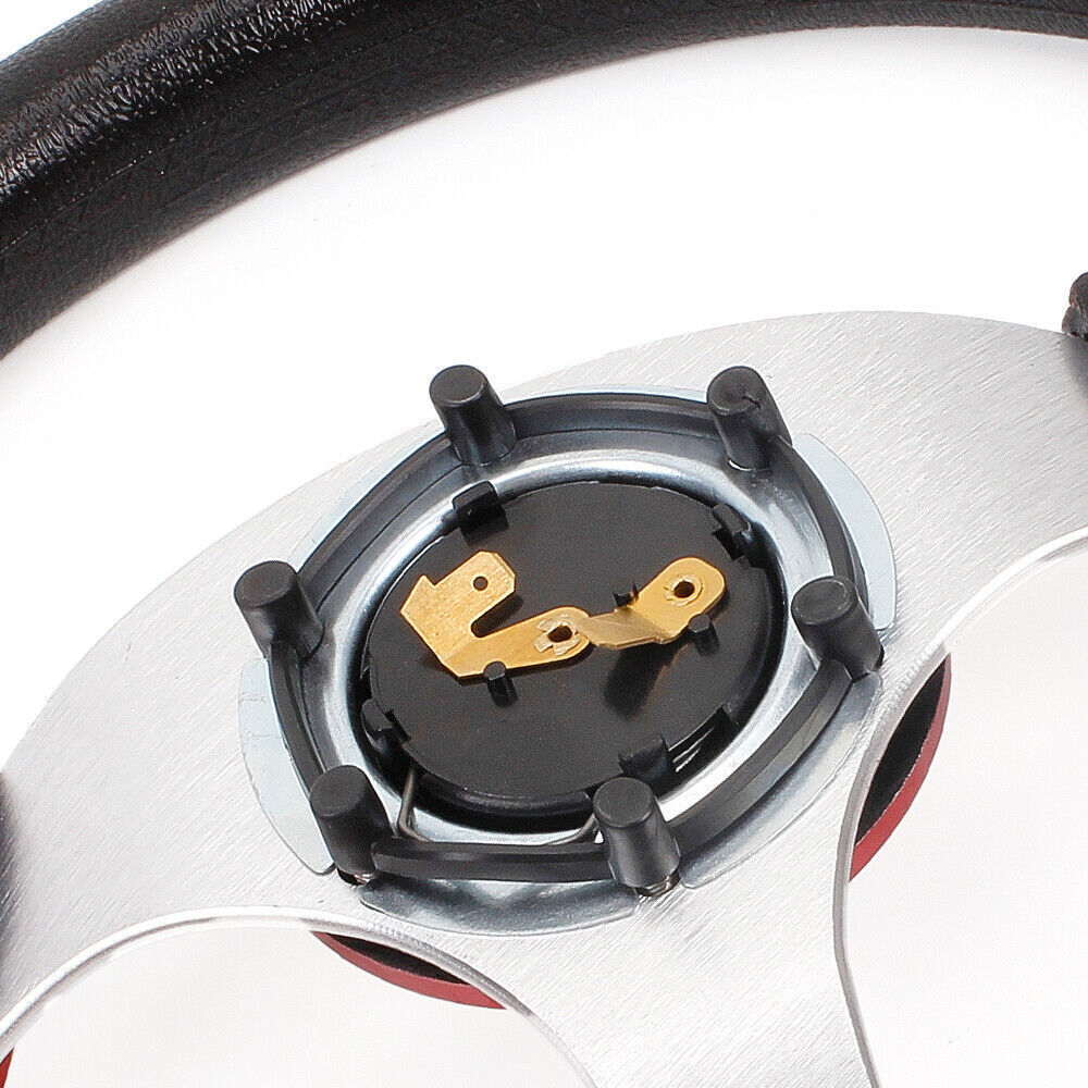 12.5″ Universal Red D Shape Racing Steering Wheel w/ Quick Release Adapter Kit