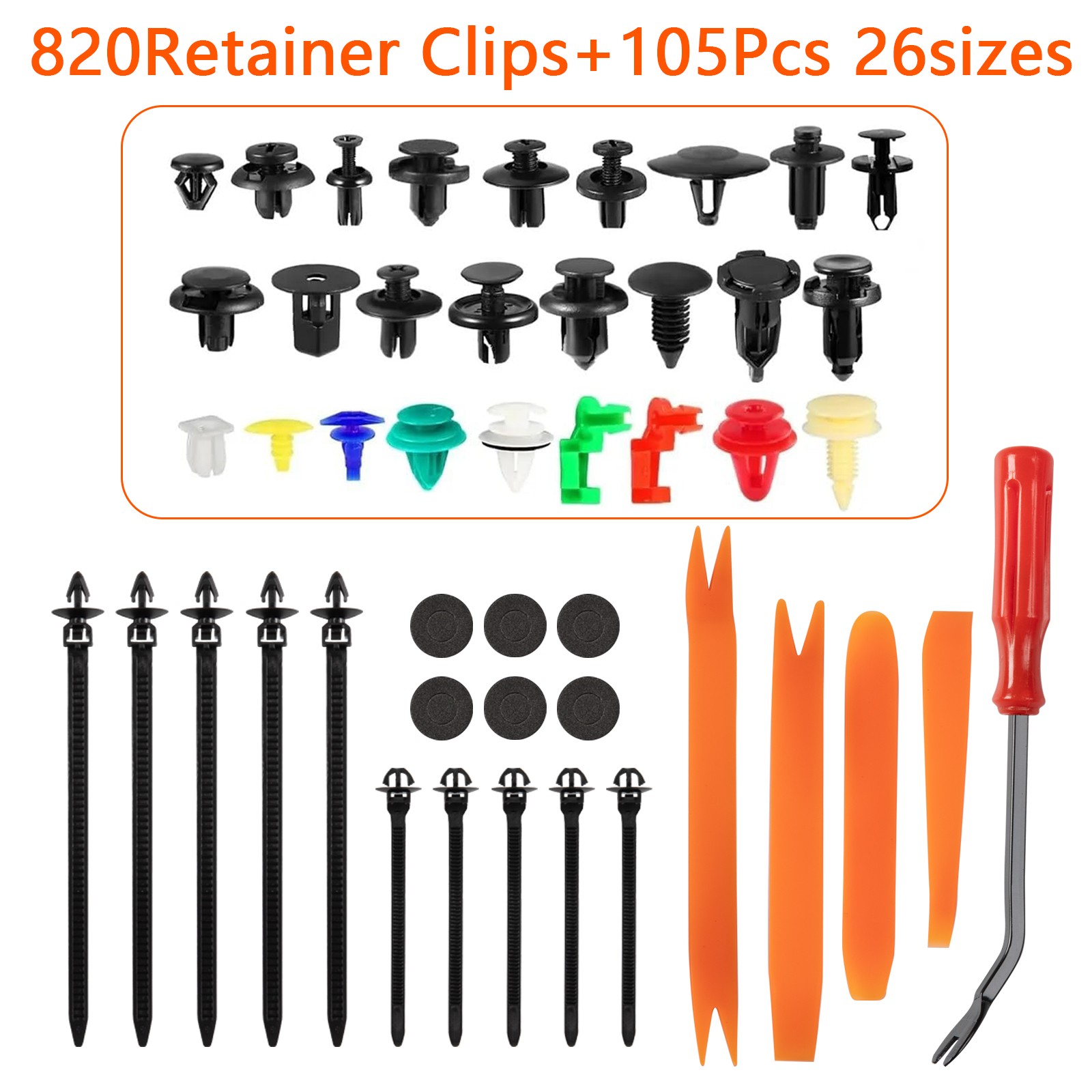 925Pcs Auto Car Bumper Retainer Clips Push Pin Rivet Screw Kit Fastener Remover