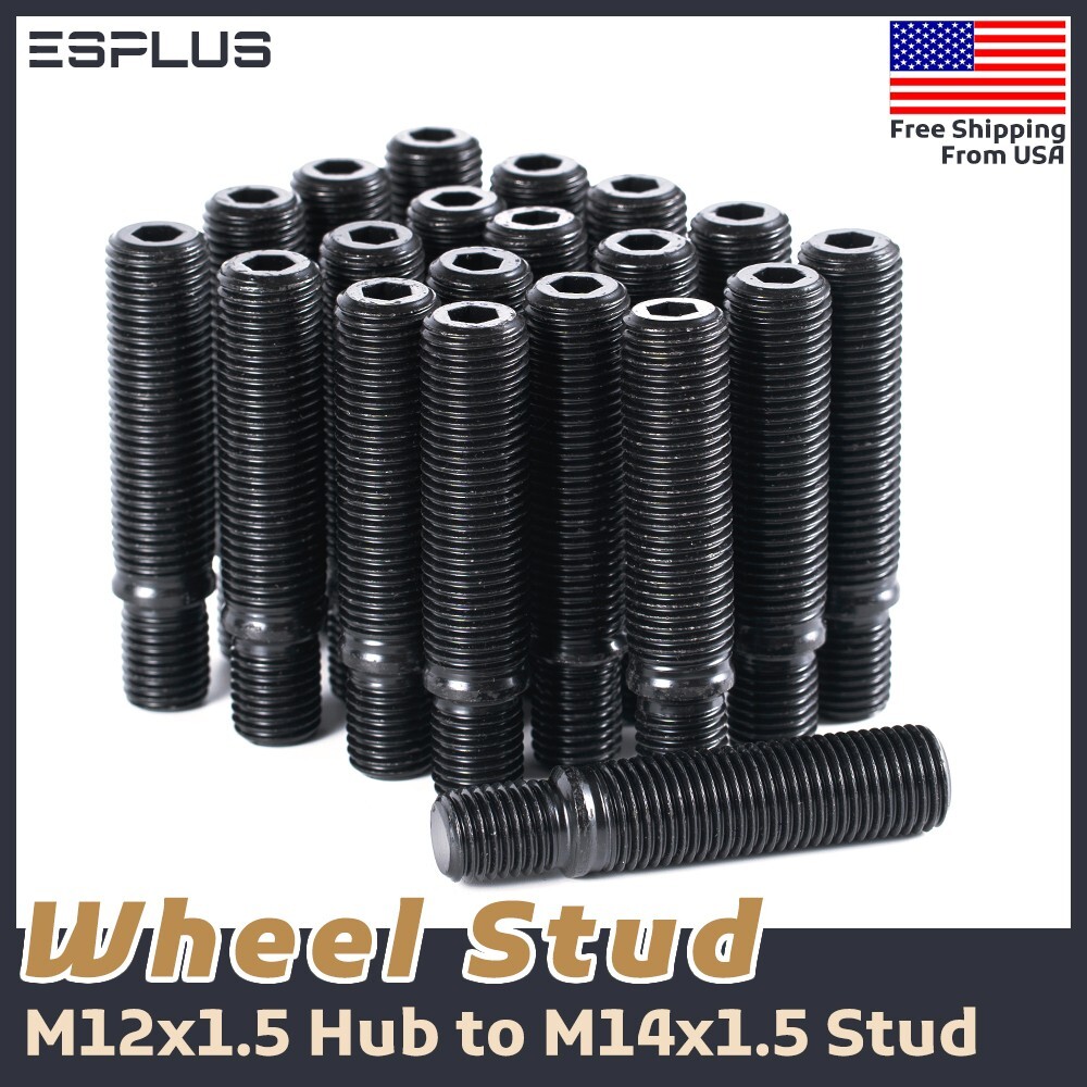[20]Black Extend Wheel Stud Coversion Lug Bolt-Nut 12×1.5 Hub to 14×1.5 For BMW