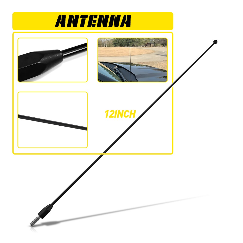 12″ inch Metal Black Antenna Power Mast Radio AM/FM Car Universal Replacement in