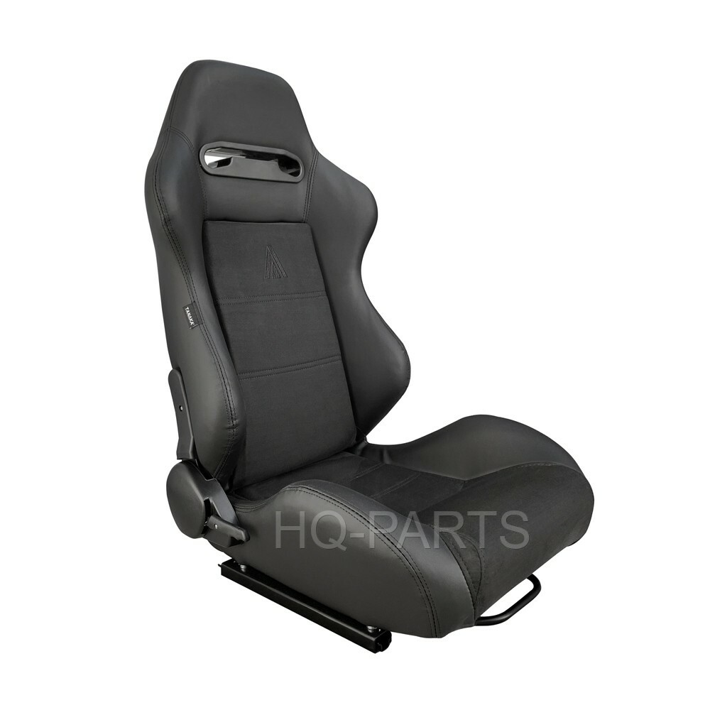 2 X TANAKA BLACK PVC LEATHER & BLACK SUEDE RACING SEATS RECLINABLE FITS CAMARO