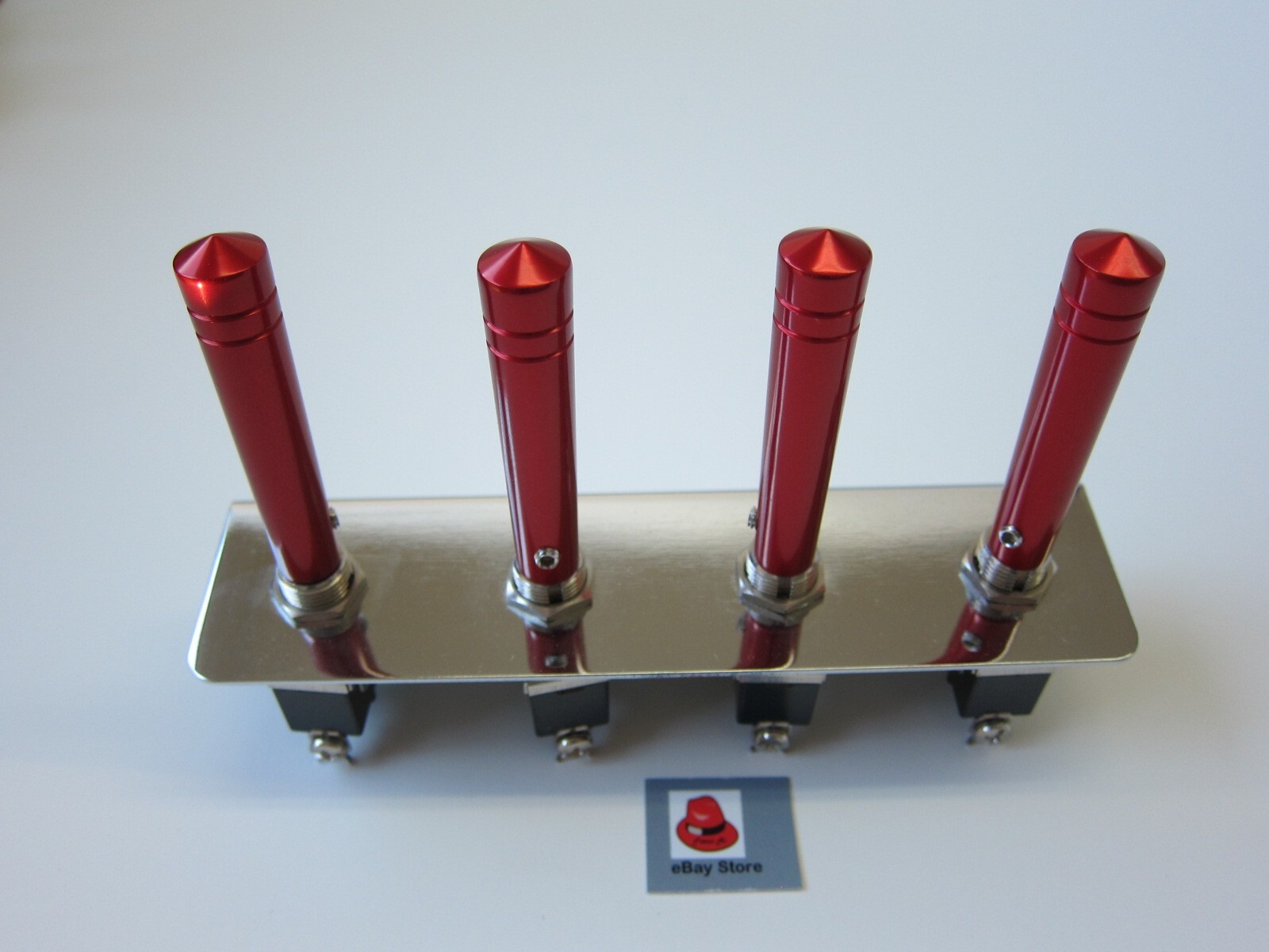 Lowrider hydraulics or air 3 prongs & HD 4-hole panel &anodized Red extensions