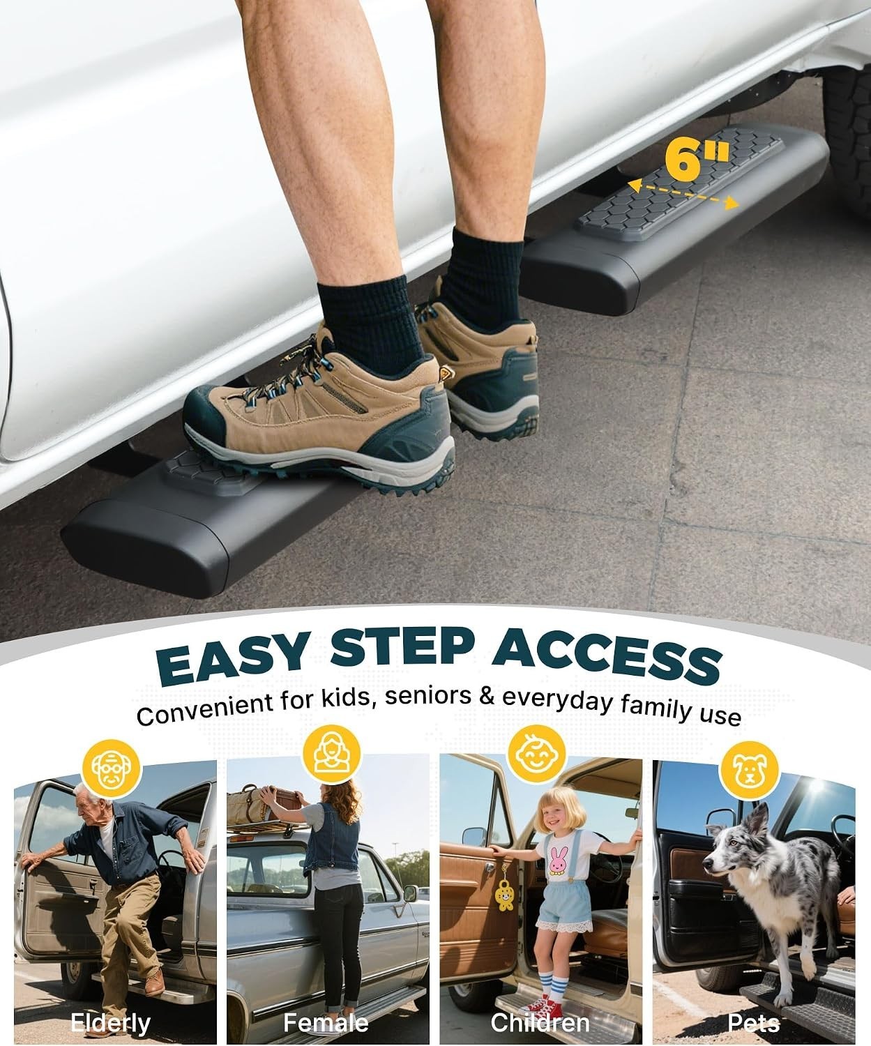 Versatile EZ Side Steps for Crew/Extended Cabs – Quick Install, 350lbs Capacity