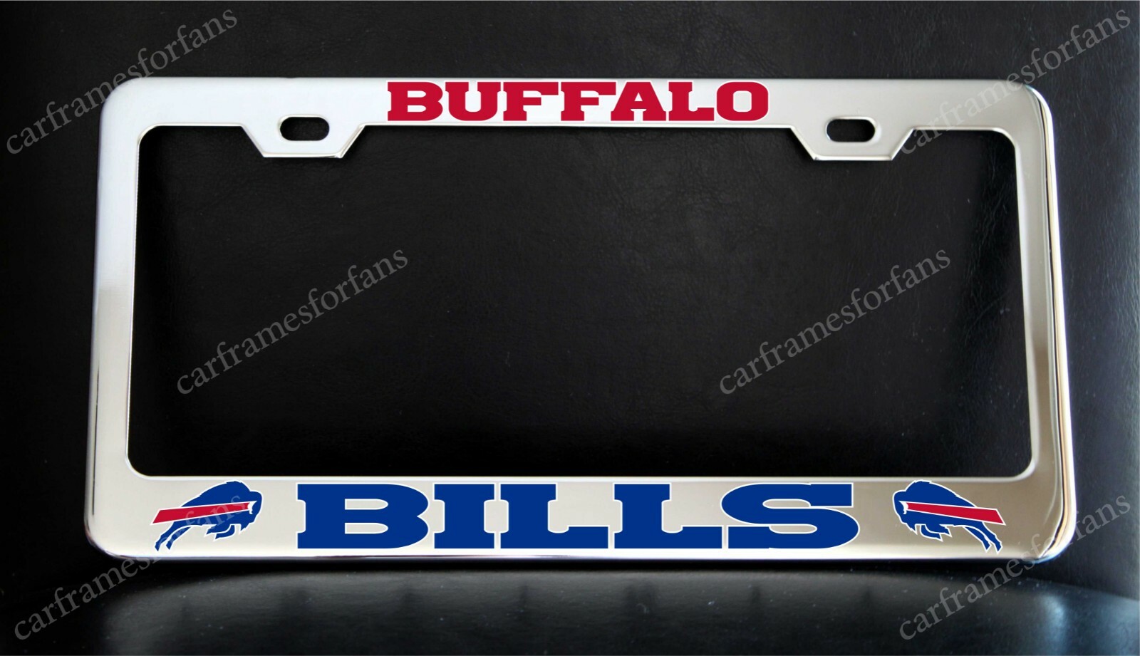 Buffalo Bills License Plate Frame Custom Made of Chrome Plated Metal
