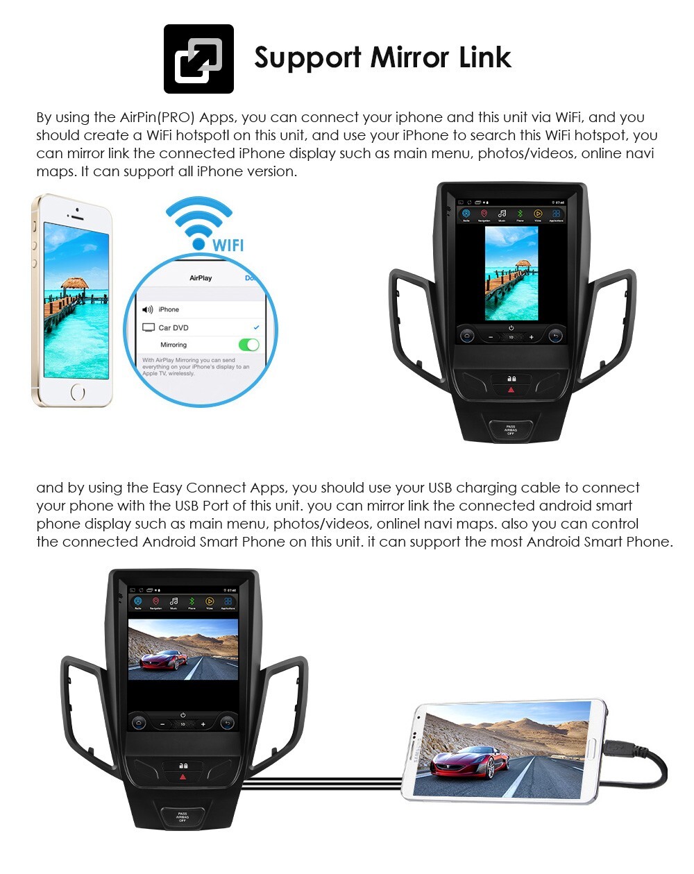 Upgrade 9.7″ For Ford Fiesta 2009-2020 Android 14.0 Car Stereo Radio GPS CarPlay