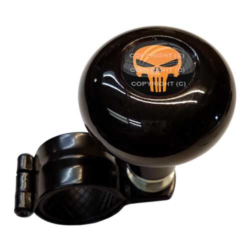 Black Steering Wheel Suicide Spinner Handle Knob Car Truck PUNISH SKULL ORANGE
