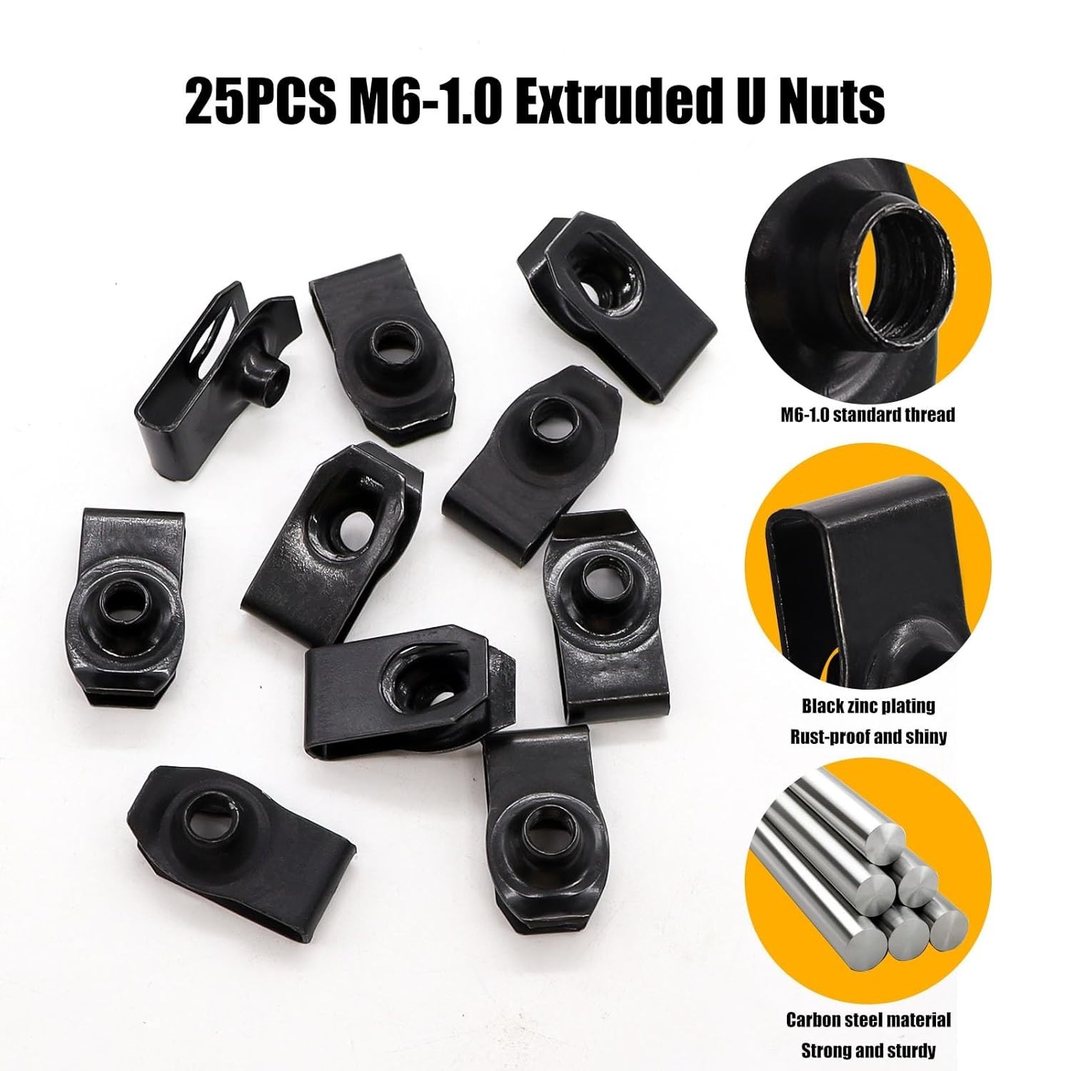 50PCS M6-1.0 Universal Fender Liner Screw U Nut Kit,Engine Splash Shield Hex …