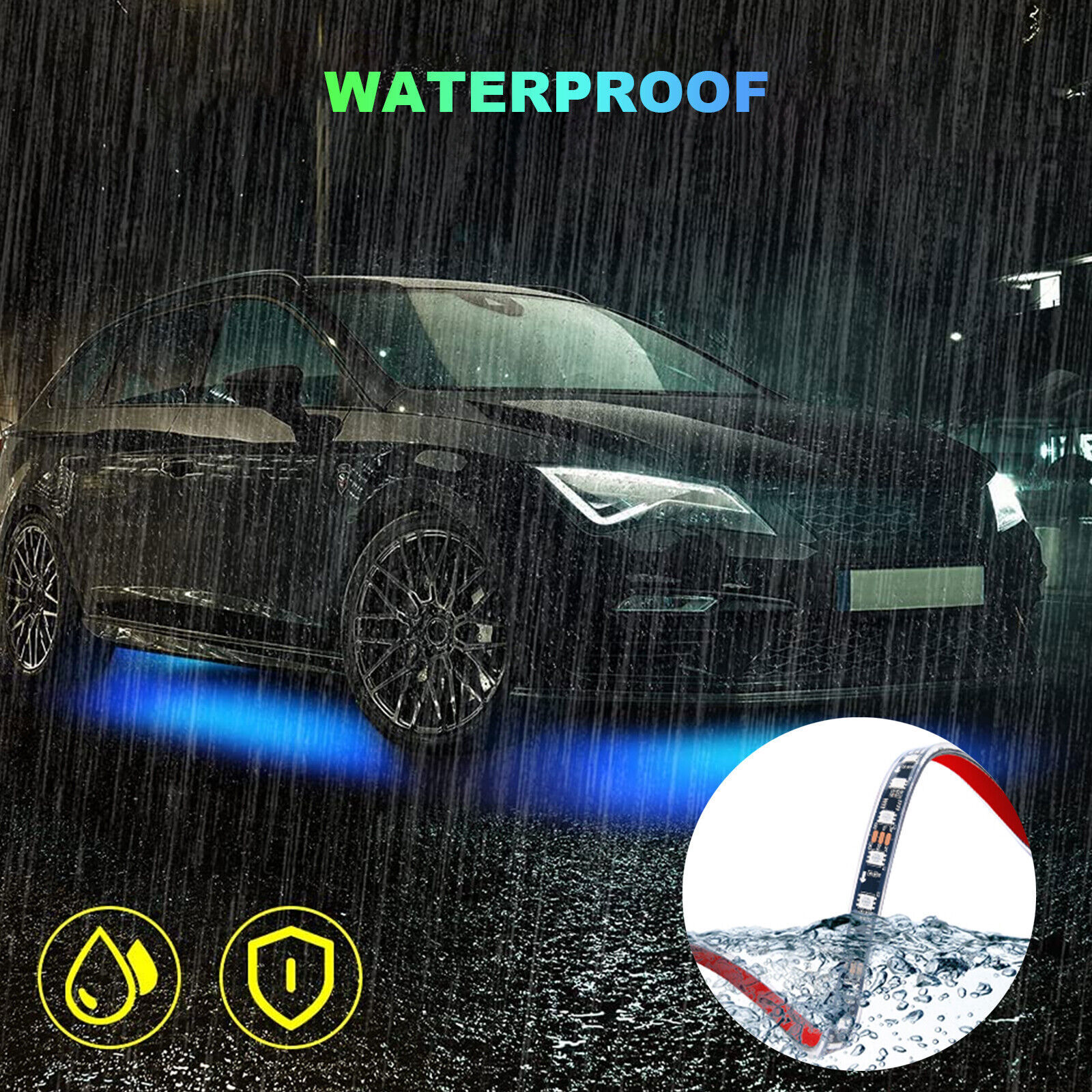 RGB LED Strip Under Car Tube Underglow Underbody System Neon Light Kit