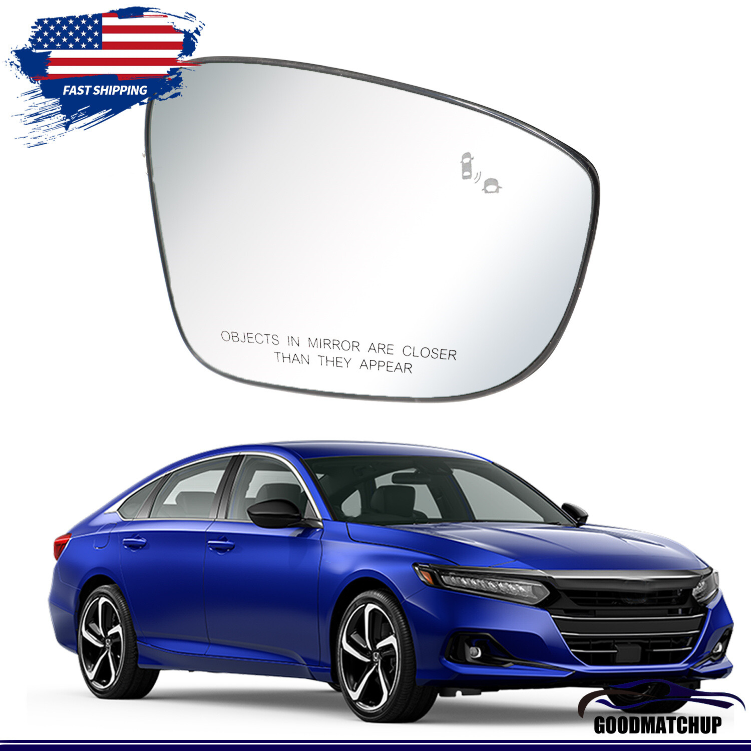NEW Right Side Heated Blind Spot Mirror Glass for 2018-2022 Honda Accord